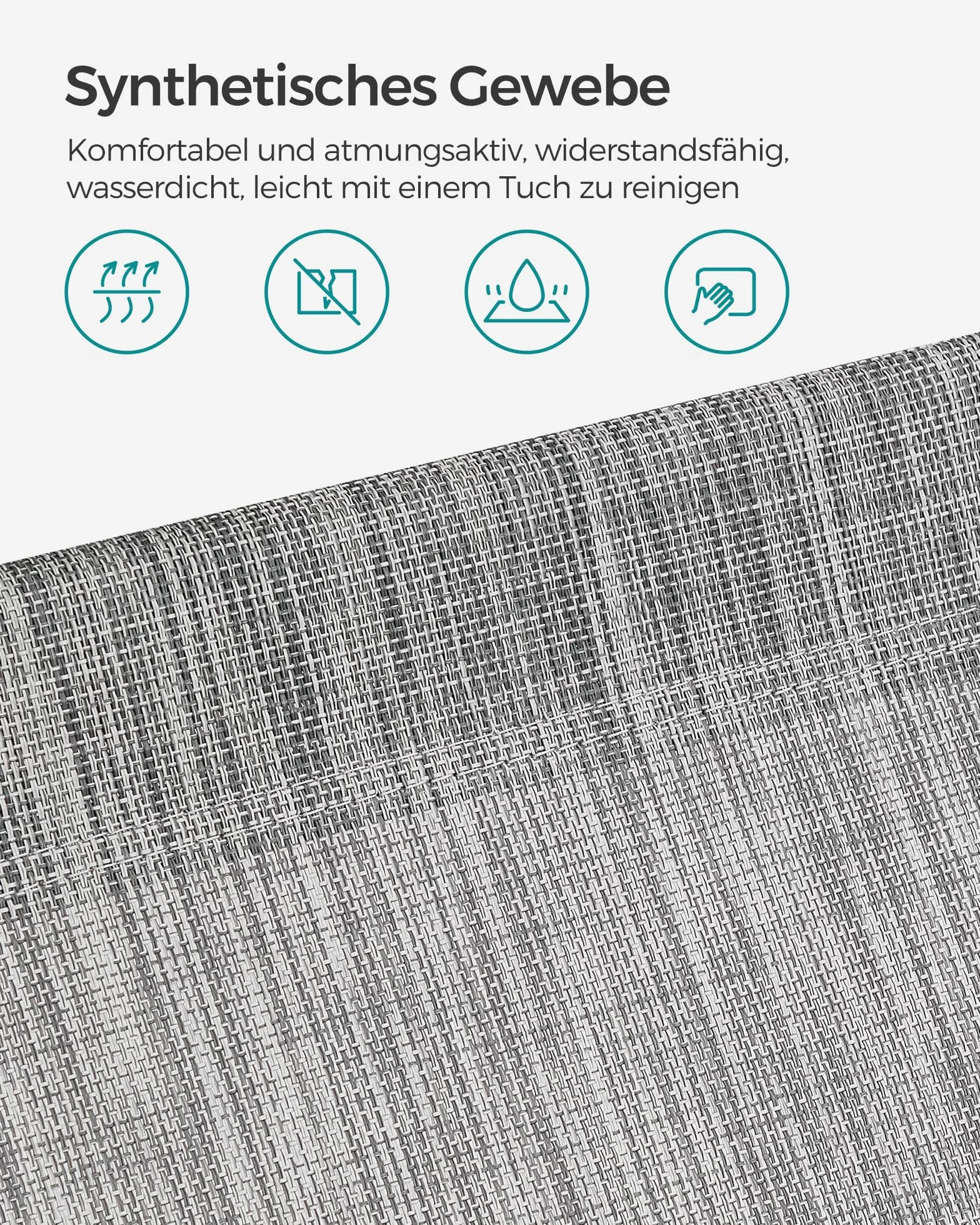SONGMICS Duży leżak do opalania, składany leżak 71 x 200 x 38 cm, obciążenie 150 kg, z ochroną przed słońcem, zagłówkiem i regulowanym oparciem, do ogrodu, na basen, taras, Greige GCB022G01