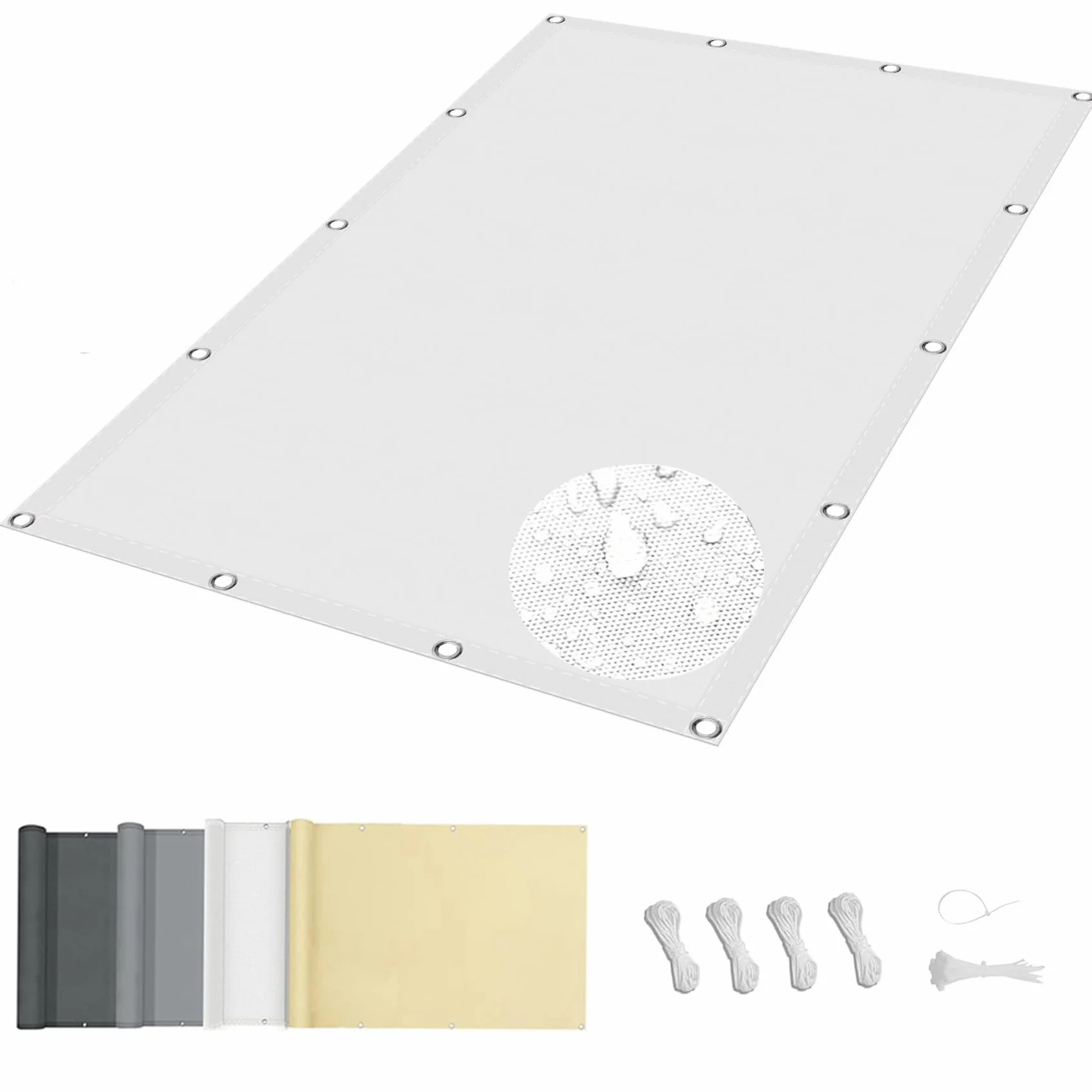 Żagiel przeciwsłoneczny, wodoszczelny, 1 x 2,5 m, ochrona przed promieniowaniem UV, ochrona przed wiatrem, prostokątny, poliester, odporny na rozerwanie, z oczkami, do ogrodu, na taras, balkon