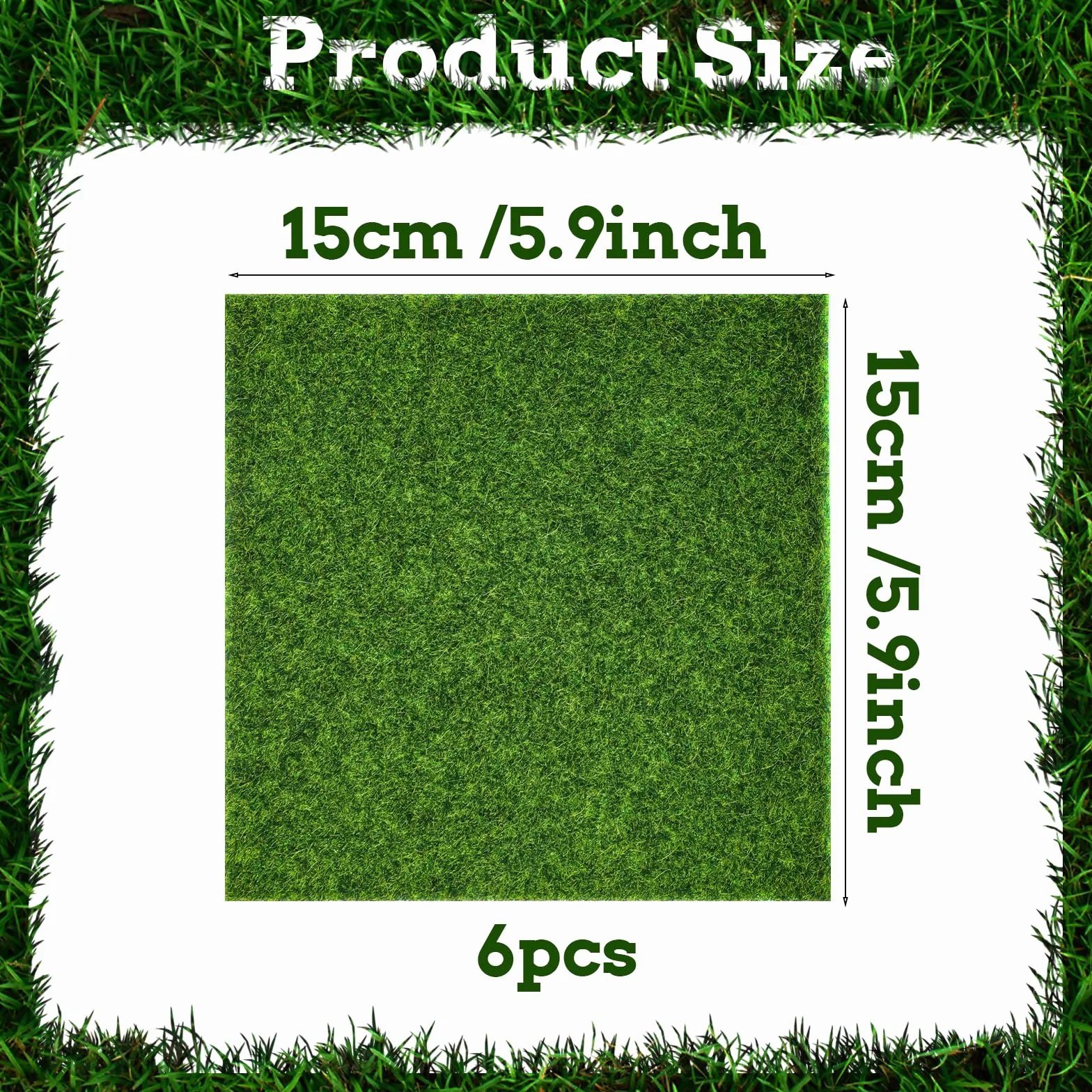 Sztuczna trawa dekoracja 15x15 cm sztuczny mech miniaturowy ogród kwadraty 6 szt