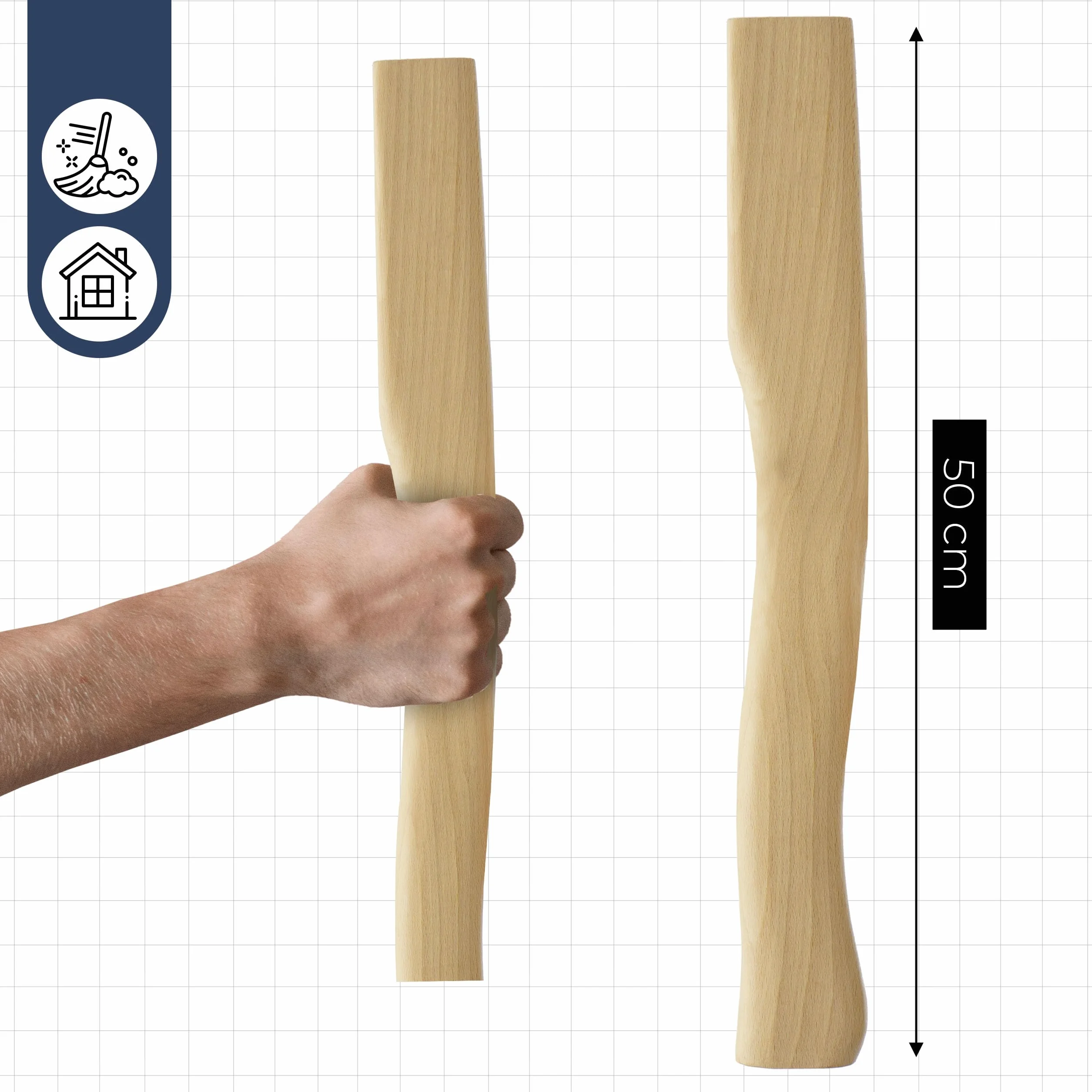 Trzonek do Siekiery 50 cm drewniana Rękojeść mocna, odporny na pęknięcia i zniekształcenia, Trzon do Toporka o wadze 2-3 kg