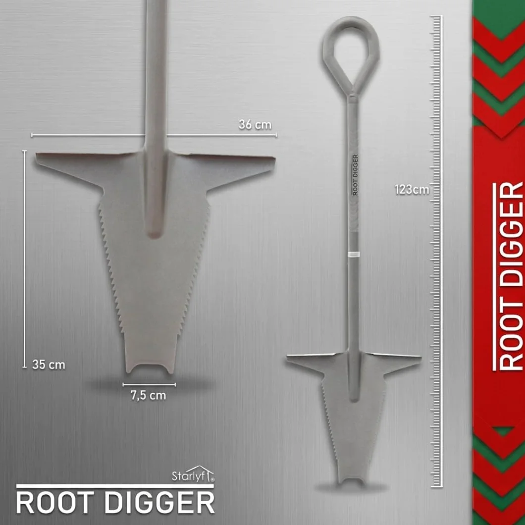 STARLYF Root Digger, nowa profesjonalna łopata do korzeni i trudnych prac, nowy model, piły szlifowane po bokach do głębi ziemi (5 w 1 - odłączana)