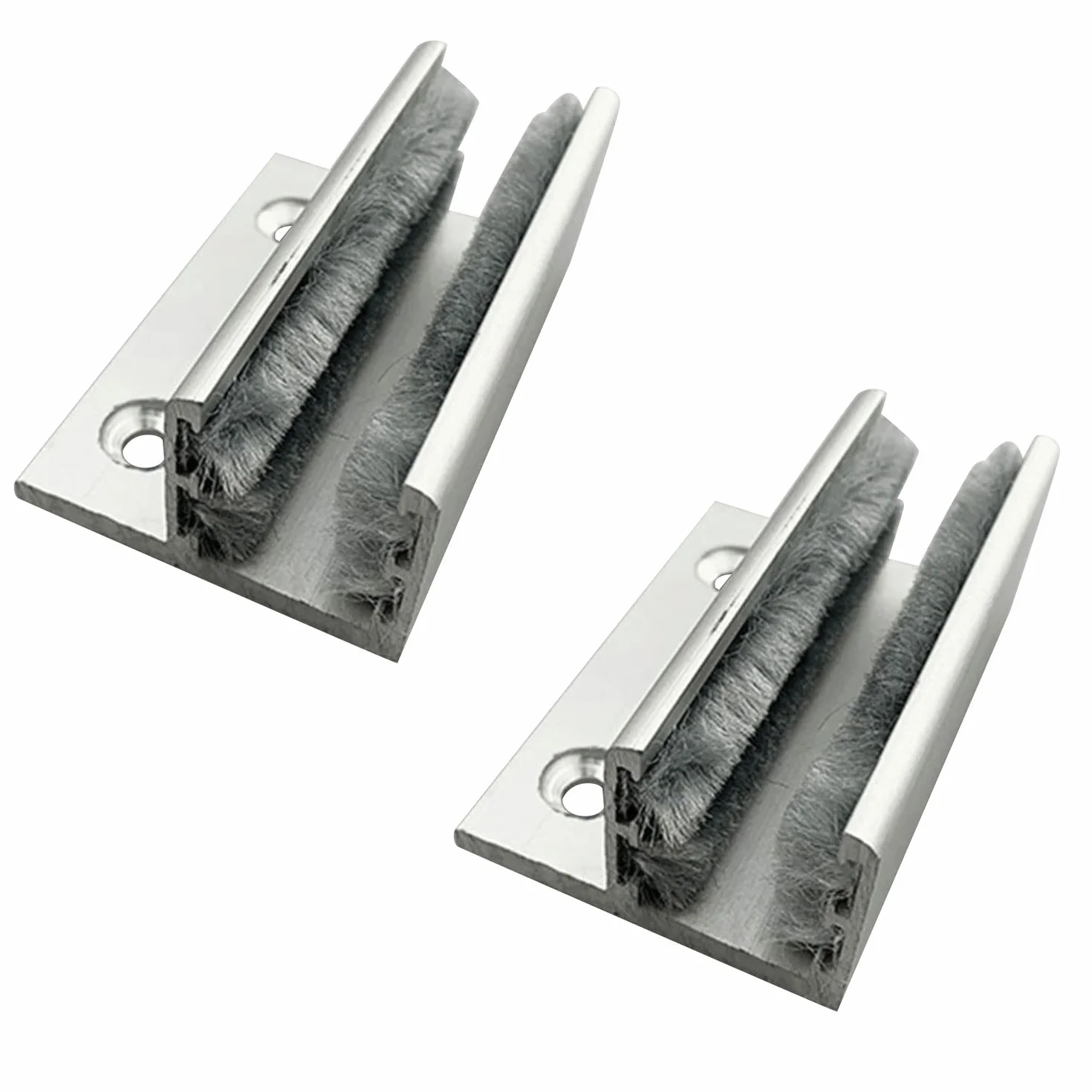 Prowadnica do szklanych drzwi przesuwnych ze stopu aluminium, 2 sztuki, srebrna, nowoczesna, 60 mm x 58 mm x 26 mm, grubość szkła 10-12 mm, prowadnica podłogowa do drzwi szklanych
