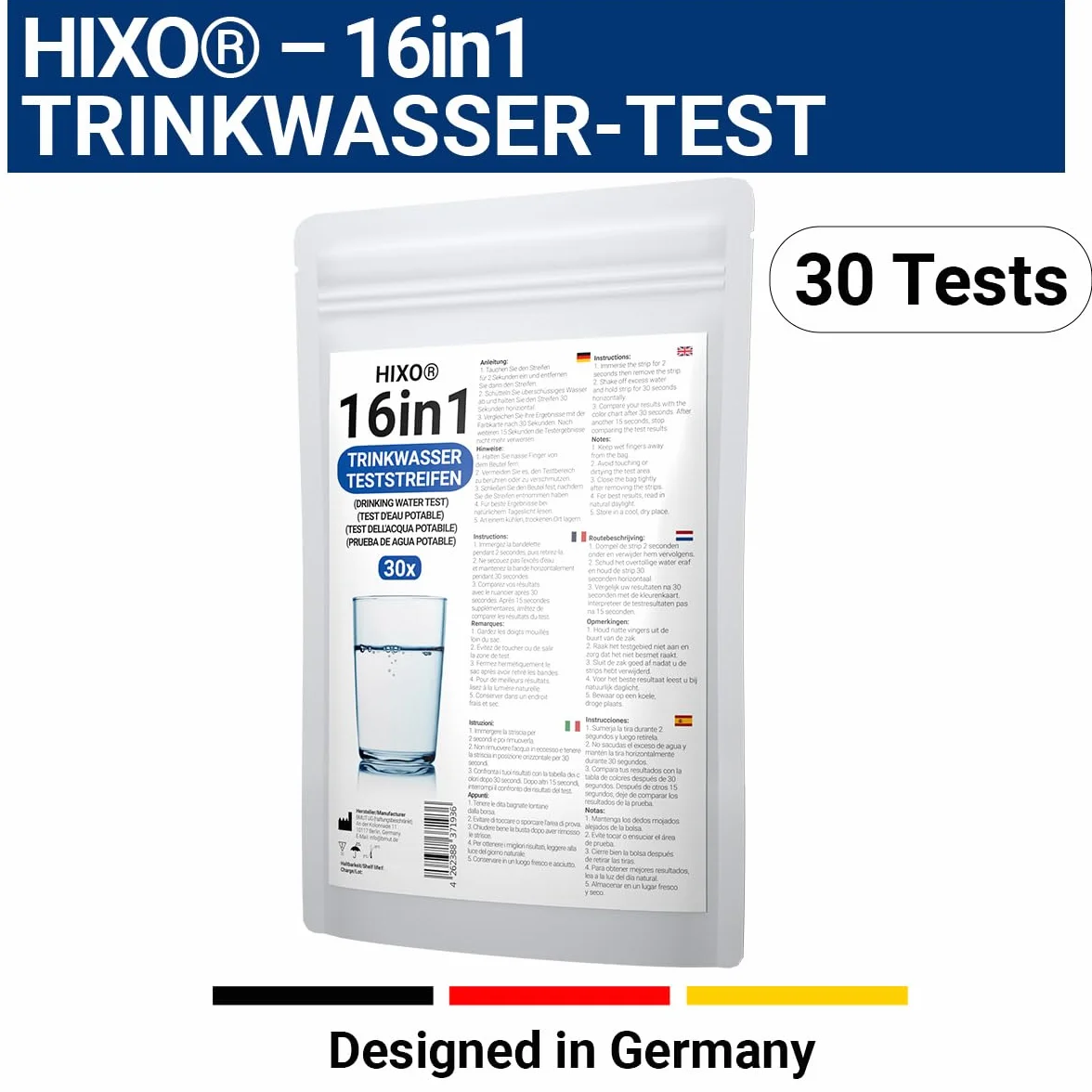 Paski testowe do wody pitnej 16w1 tester wody 16 parametrów twardość ołów żelazo miedź