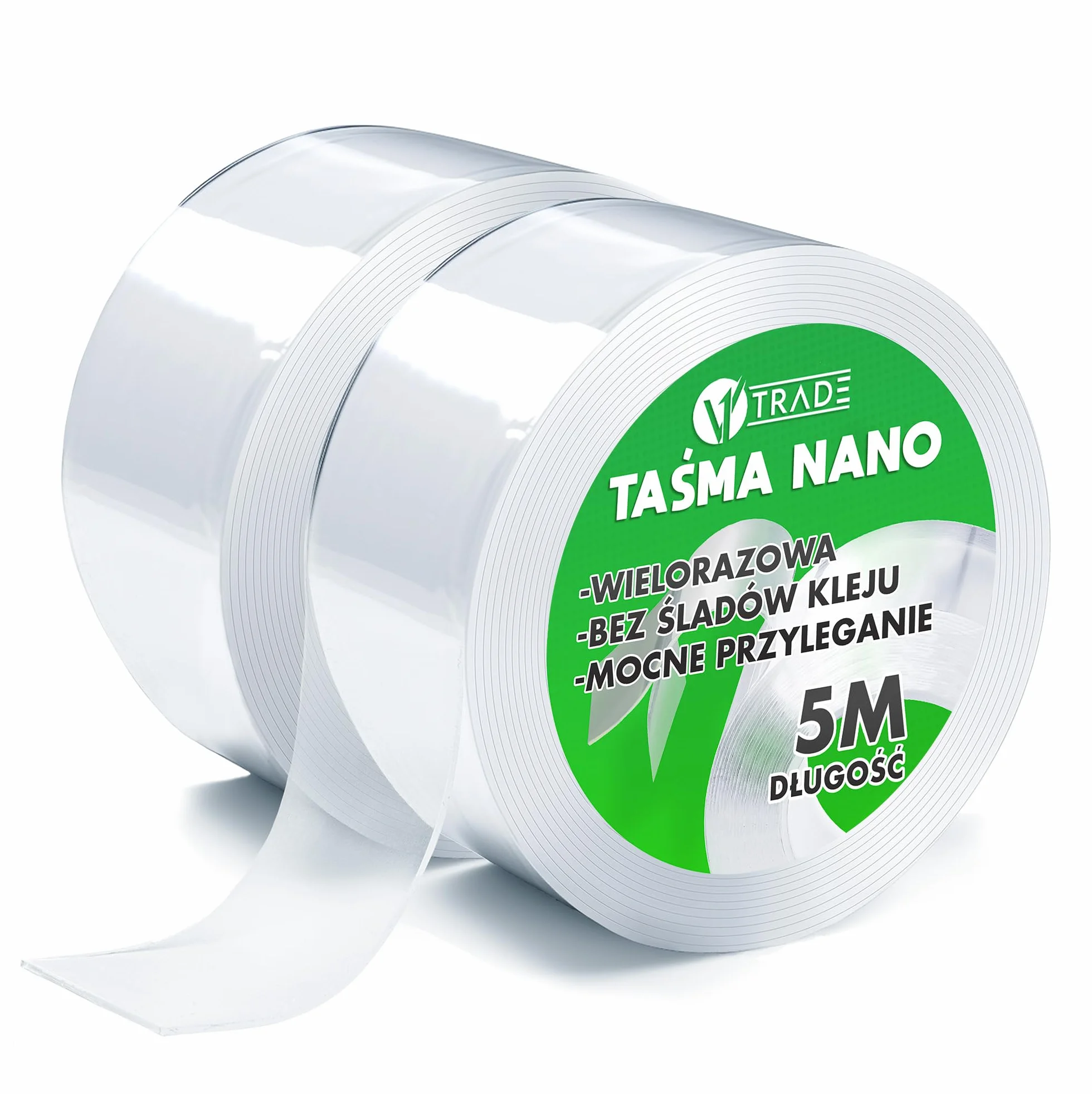 V1 Trade Taśma Nano 10m - Bardzo mocna taśma dwustronna przezroczysta do wielu zastosowań - Zmywalna taśma wielokrotnego użytku