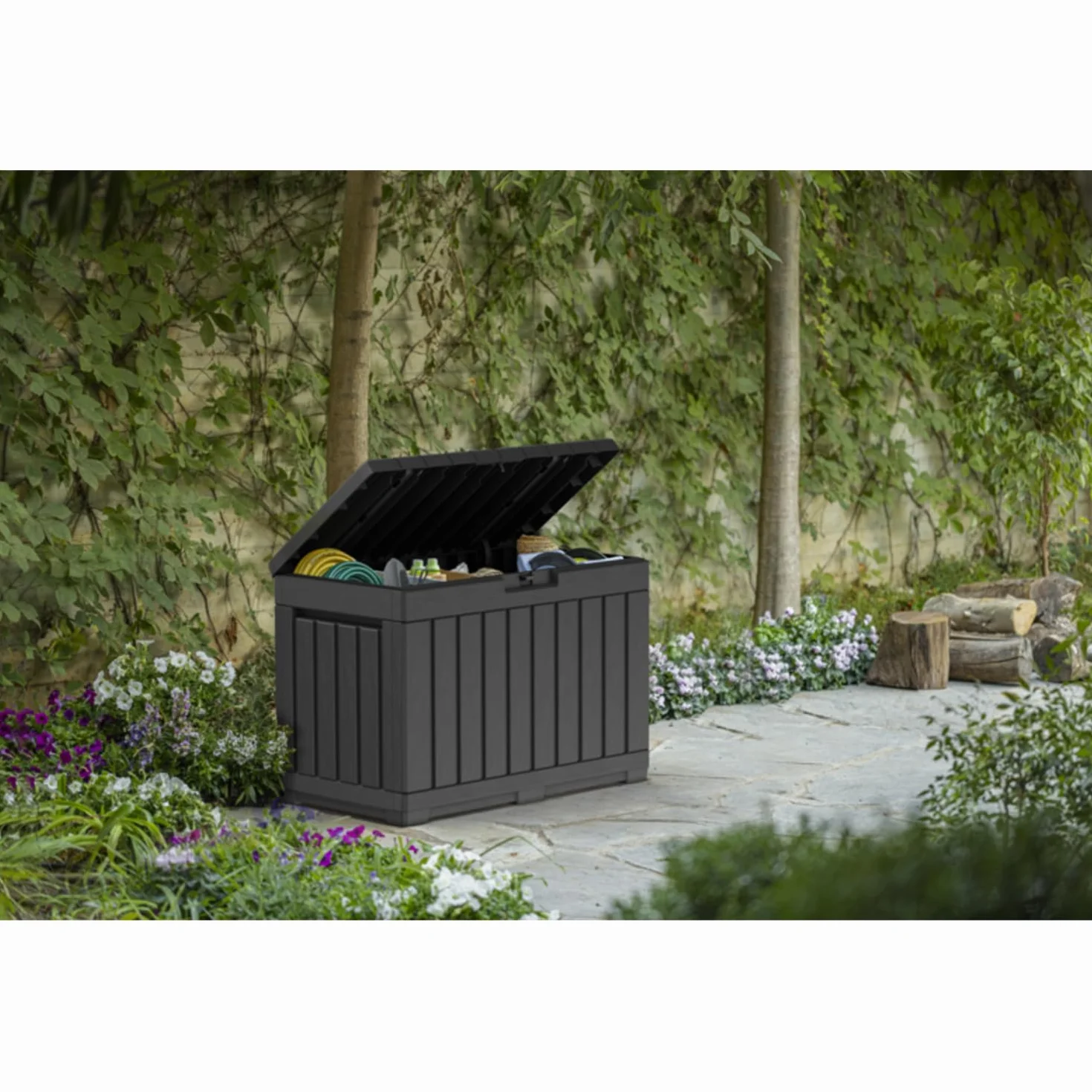 Keter Kentwood pudełko do przechowywania 190 l ogrodowe odporne na UV 82,3 x 45,7 x 57,7 cm grafitowe