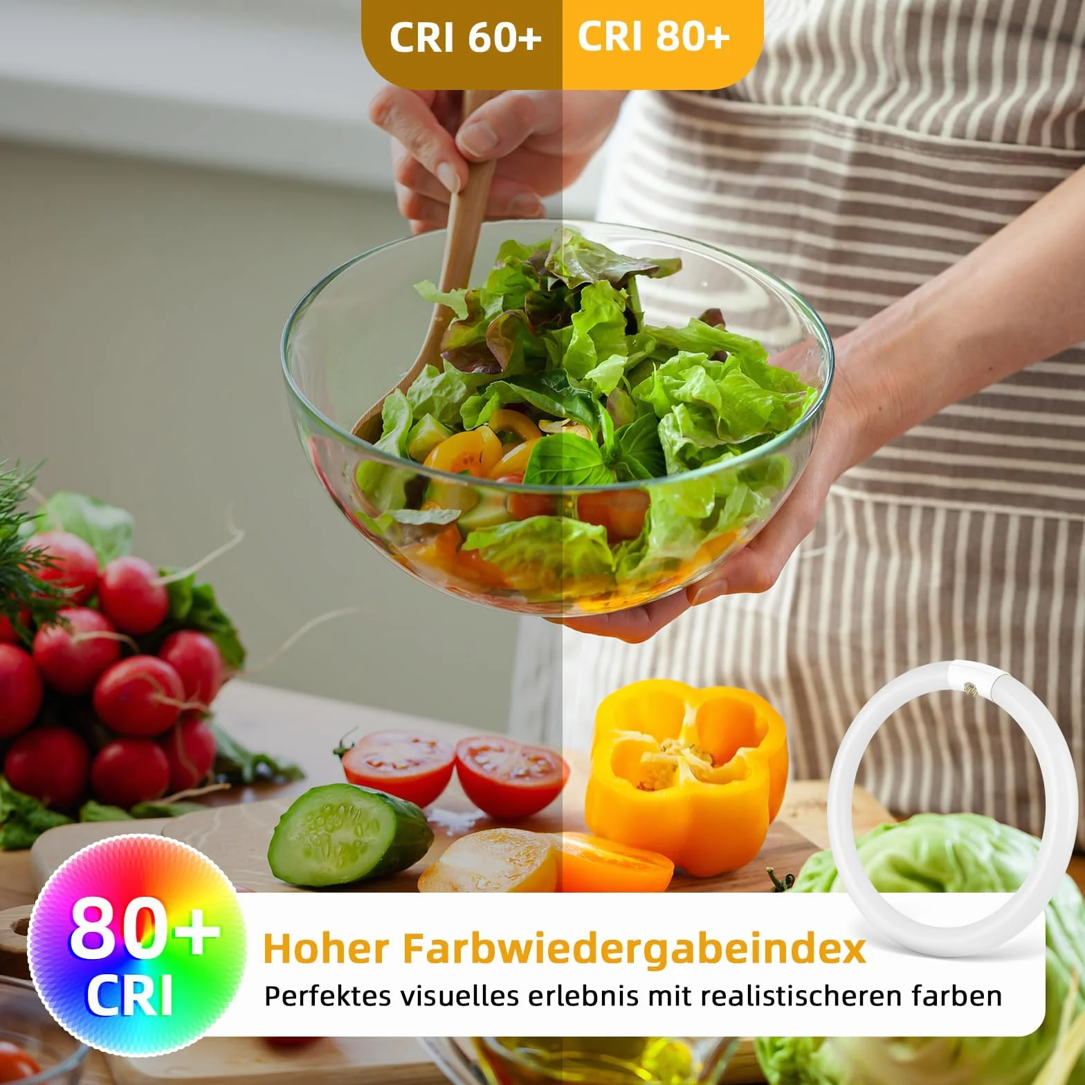 32 W, energooszczędna okrągła rura fluorescencyjna T9 G10Q, zimna biel 6500 K, oświetlenie pierścieniowe, odpowiednie do kuchni, przedpokoju, schodów, 1 opakowanie