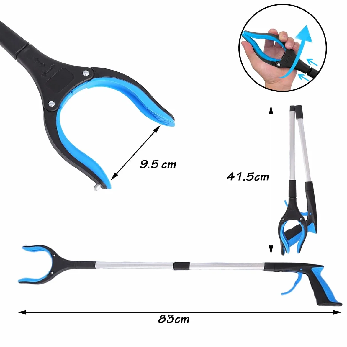 Szczypce chwytakowe składane 83 cm z magnesem do zbierania śmieci