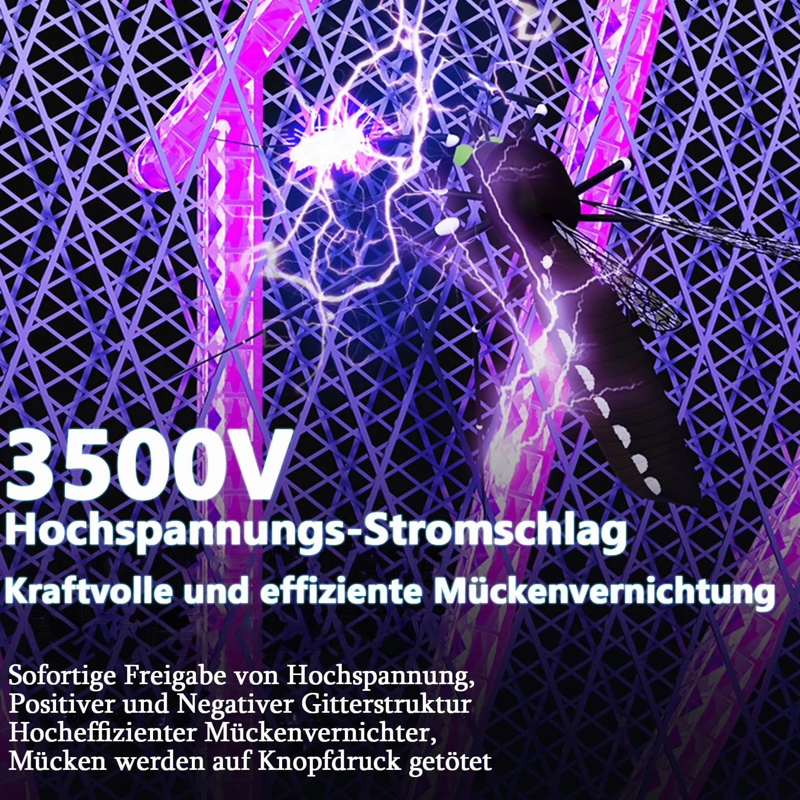 OKYUK Elektryczna łapka na muchy 3 w 1, składana, 3500 V, bardzo mocna elektryczna łapka na muchy, niszczyciel owadów lampa UV na komary, zdejmowana podstawa ładująca, na komary, muchy, ćmy, ze