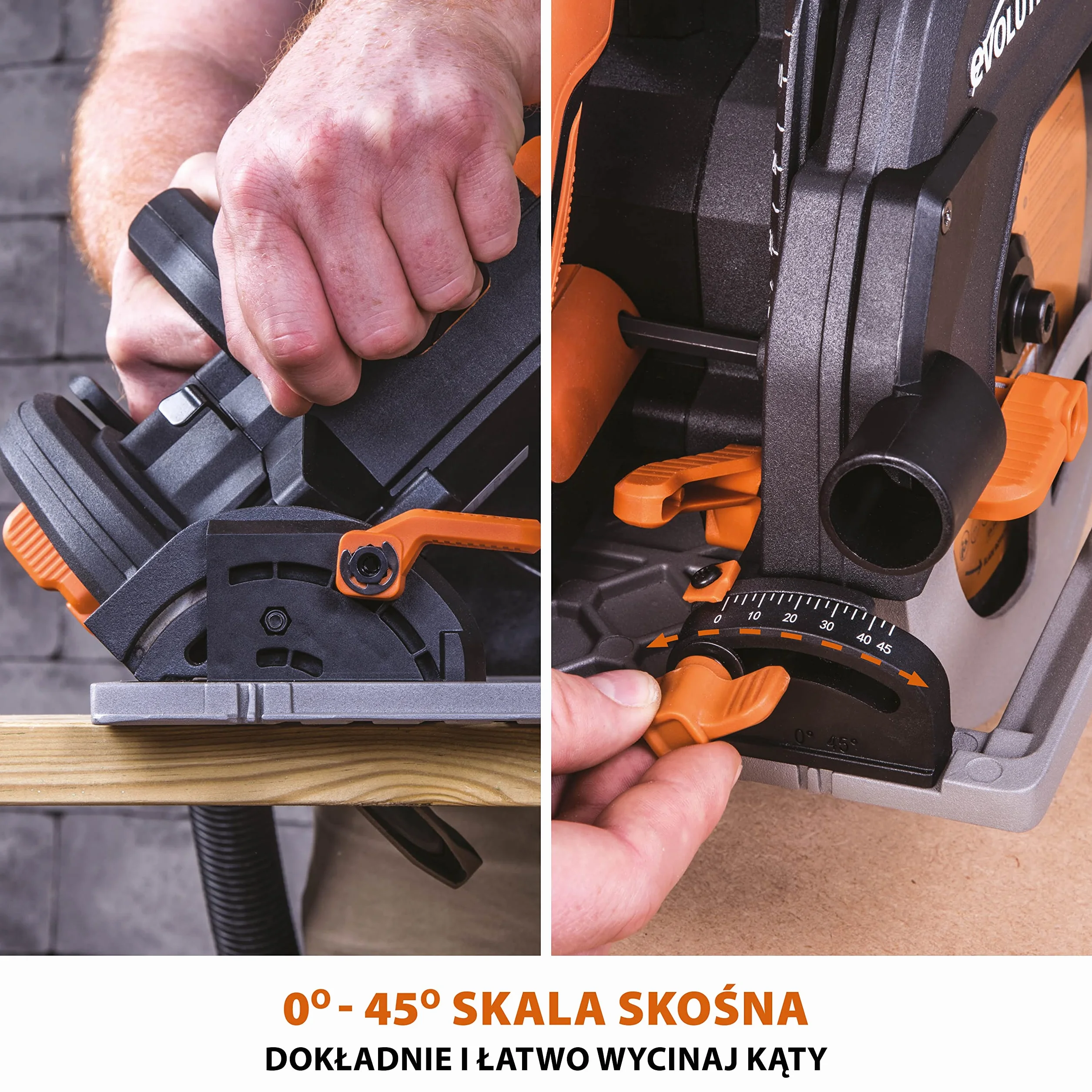 Evolution Power Tools R185CCSX Piła tarczowa i prowadnica do różnych materiałów, tnie drewno, drewno z gwoździami metal stal aluminium plastik, opcja odchylenia, w zestawie prowadnica 1020 mm, 185 mm