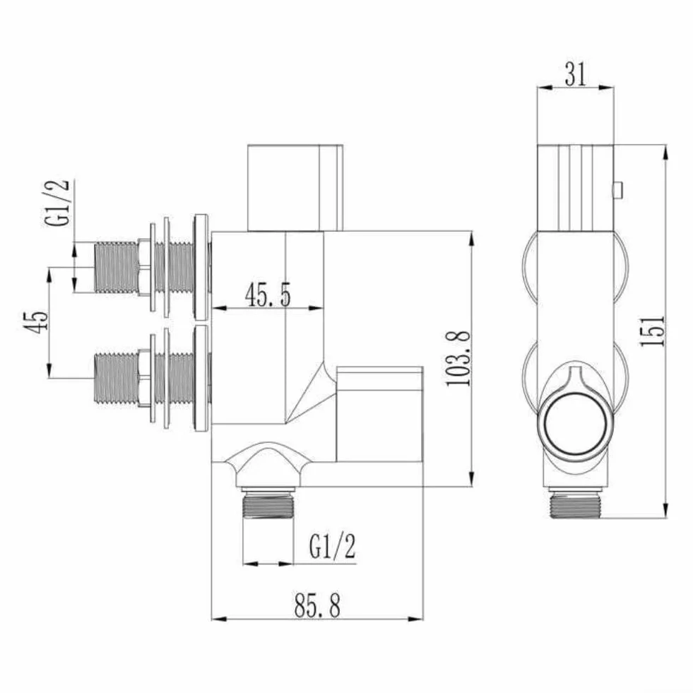QHQQXN Termostatyczna bateria prysznicowa, okrągły wylot 1,27 cm, regulowany spryskiwacz do czyszczenia ścian, regulacja temperatury ciepłej i zimnej, armatura łazienkowa zapewniająca najwyższy