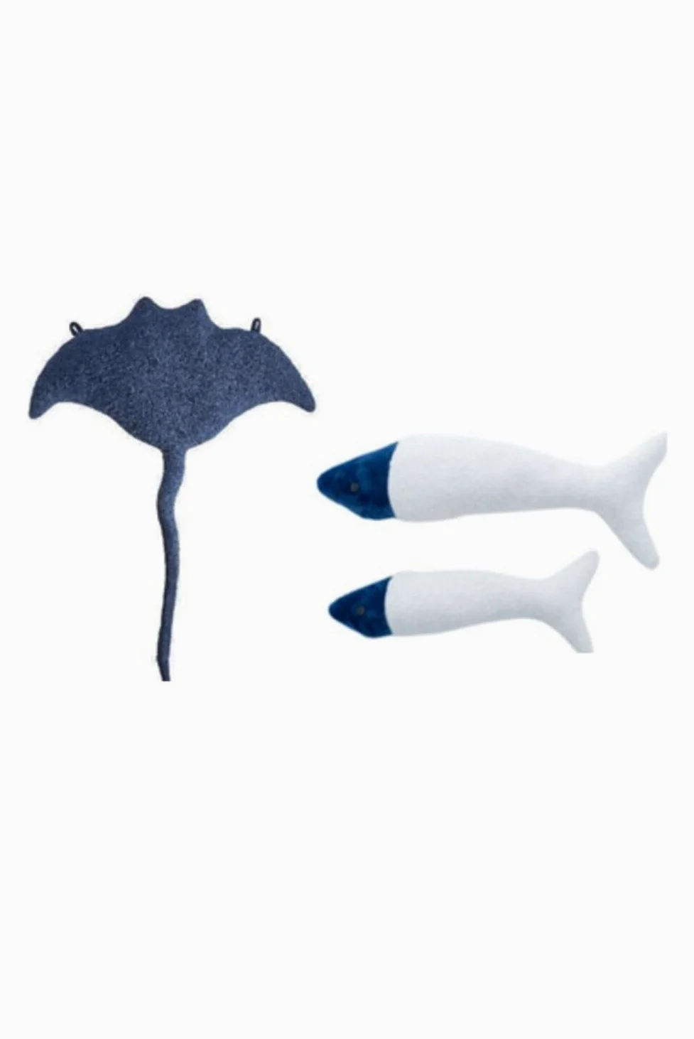 3-częściowy zestaw pluszowych pluszaków dla dzieci z formado do mantarraya azul dark y dos peces blanco