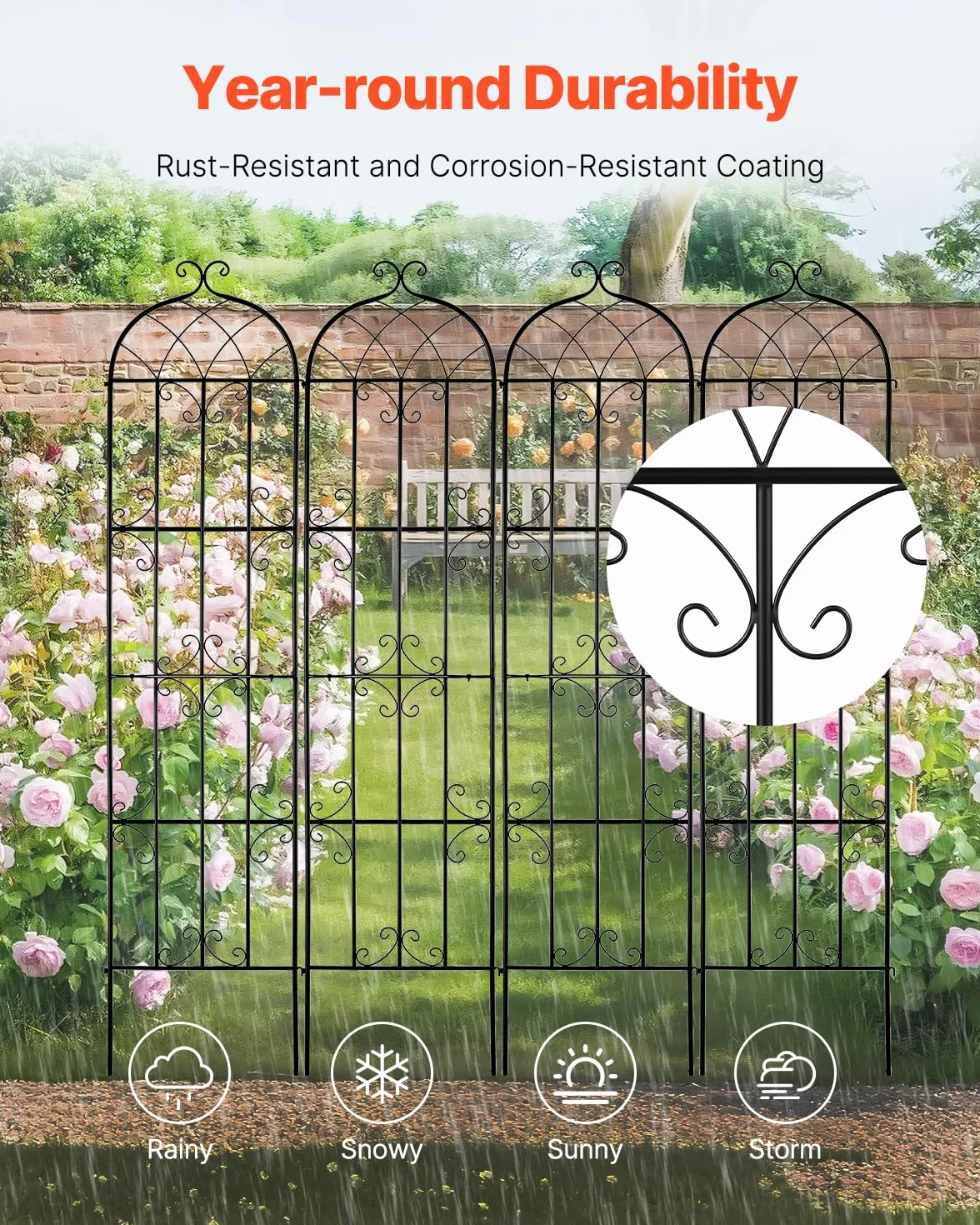 VEVOR Kratownica ogrodowa metalowa nierdzewna 51 x 220 cm 4 sztuki