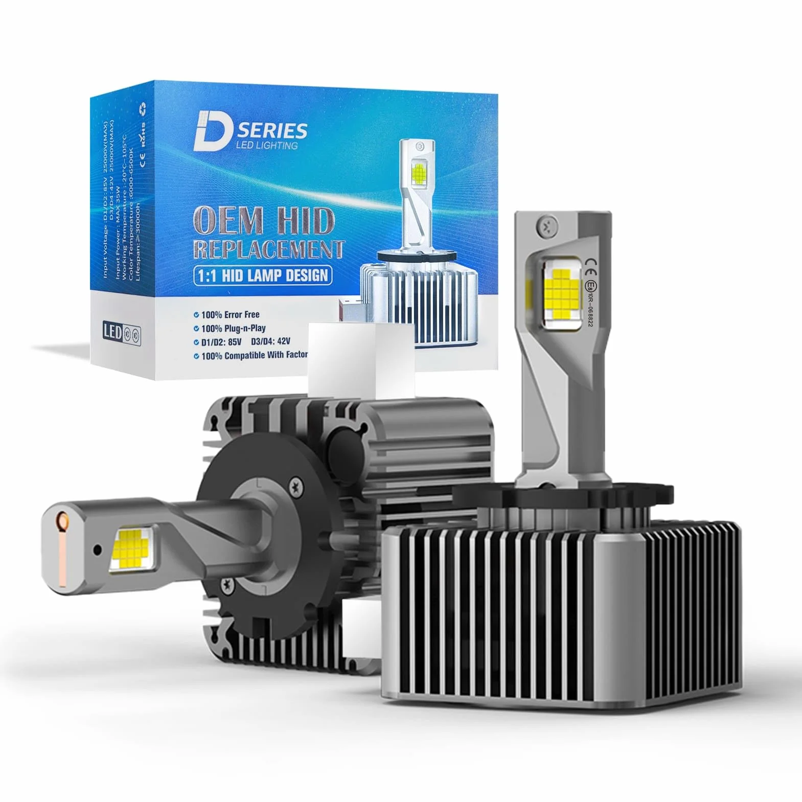 D1S Xenon Brenner 6000K–weiß Extra Hell, 12V 60W, zugelassen, OEM-Ersatz, CANBUS-fehlerfrei, Xenon Scheinwerferlampe – 2 Stück