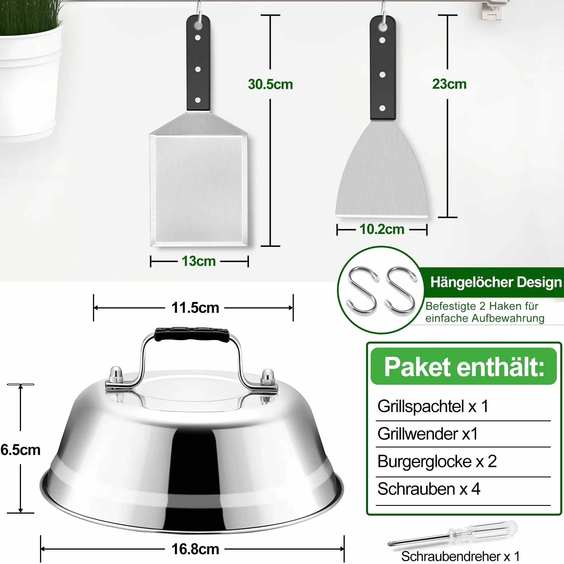 HaWare 5-częściowy zestaw sztućców do grilla ze stali nierdzewnej