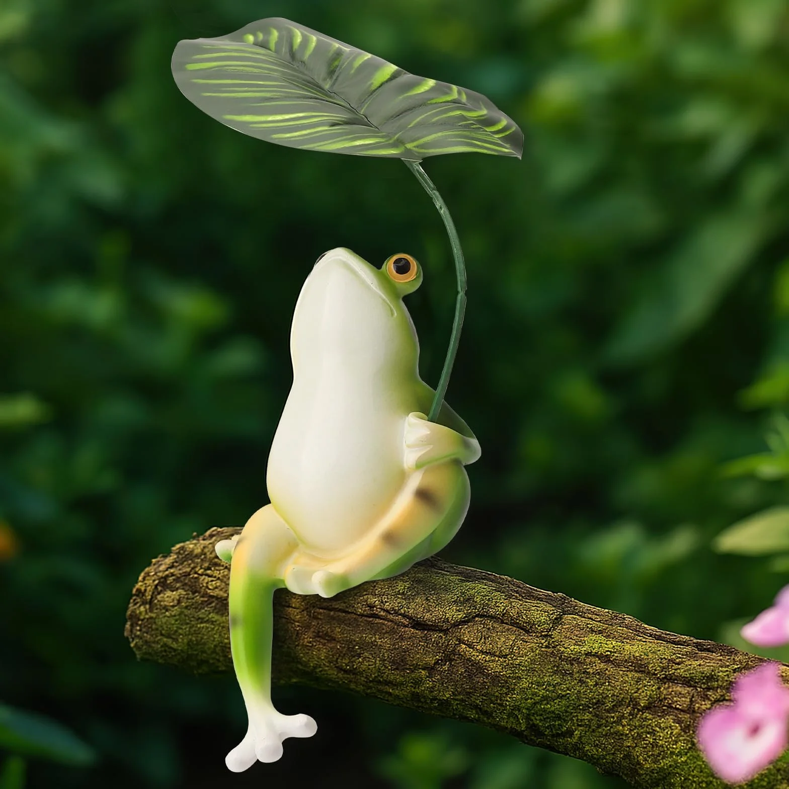 HENGBIRD Żaba dekoracyjna figurka ogrodowa z żywicy odporna na warunki atmosferyczne do oczka wodnego