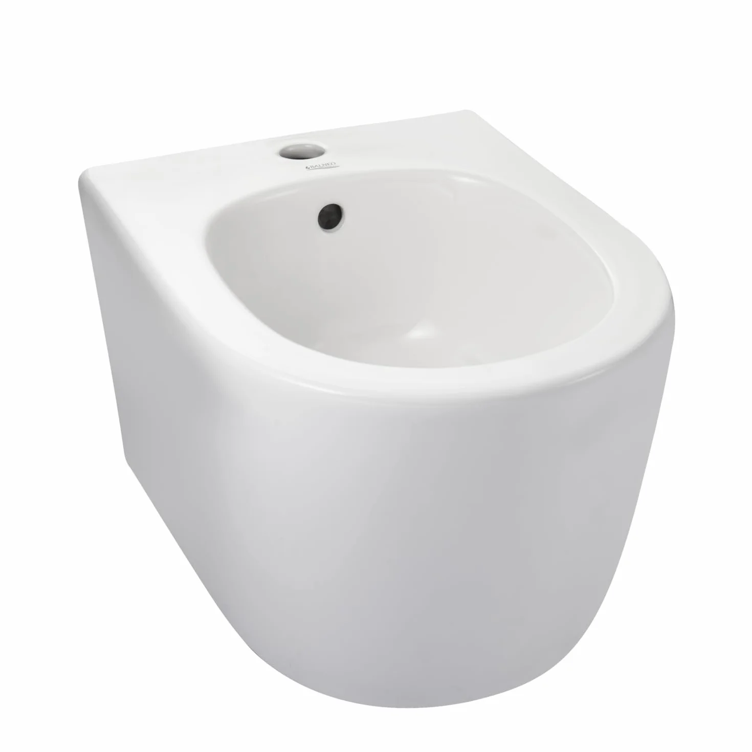 Bidet podwieszany z zestawem montażowym, ceramiczny, miejsce na baterie, odpływ przelewowy, AROX WC biały
