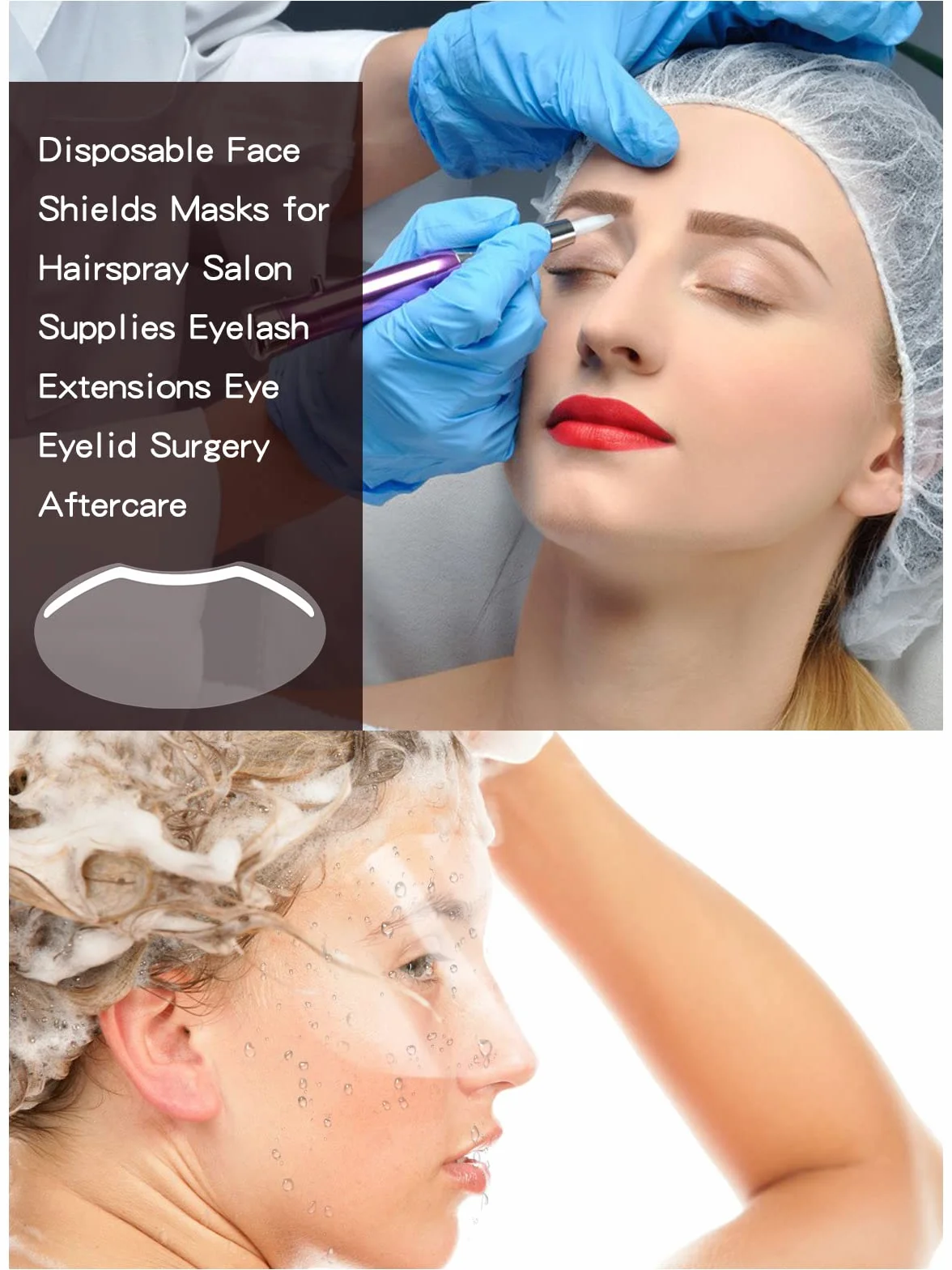 EBANKU Microblading Shower Face Shields Visors, Jednorazowe Osłony Twarzy Maski do Makijażu Osłona Oczu do Lakierów do Włosów i Przedłużania Rzęs Pielęgnacja po Operacji Powiek (100 szt.)