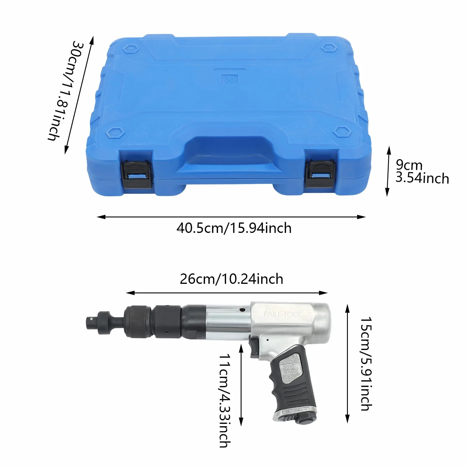 Młot pneumatyczny, młot udarowo-pneumatyczny, zestaw młotków udarowych do demontażu zawieszeń hamulcowych, uchwyt młotka 98 mm, skok roboczy 2200 uderzeń na minutę
