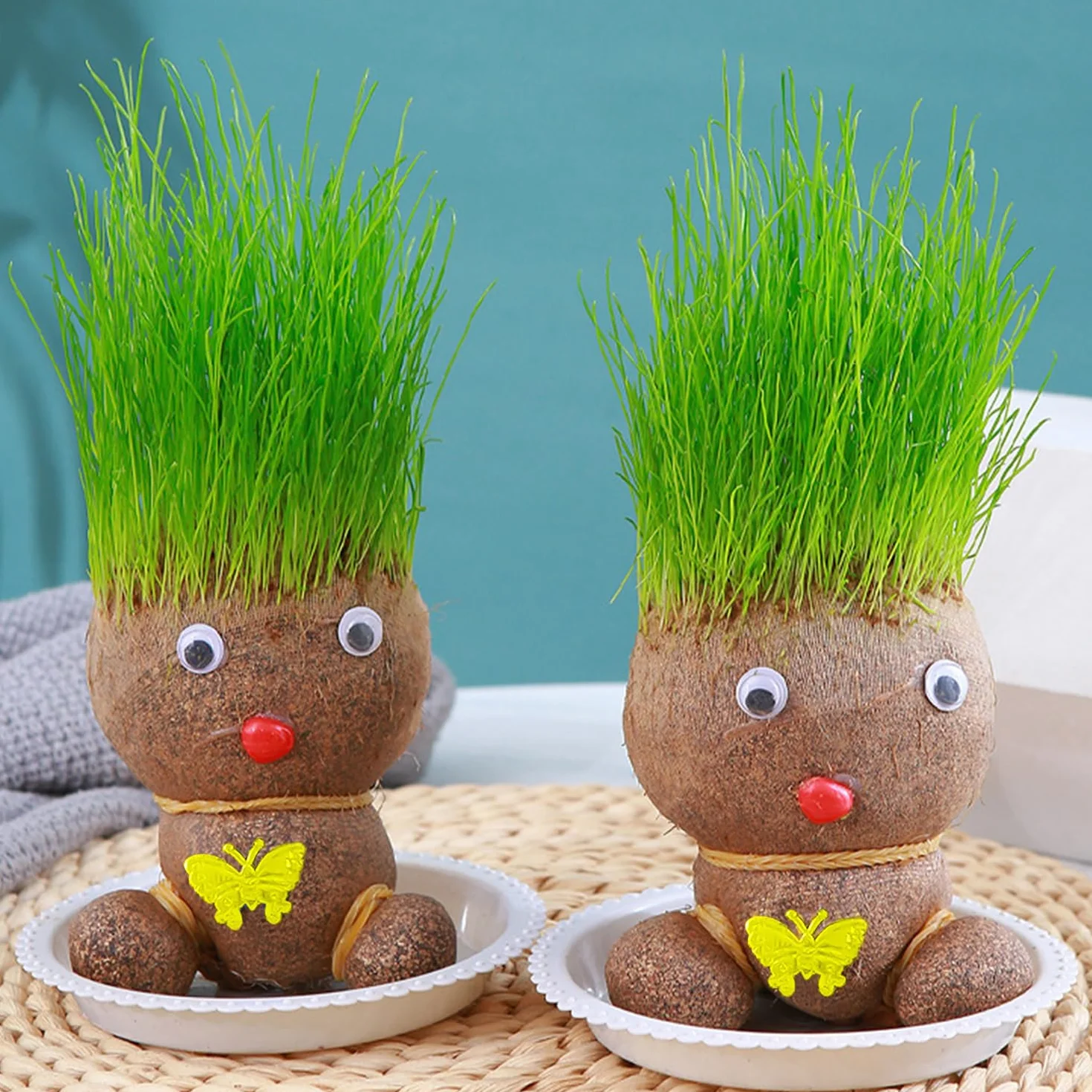 2 sztuki główki trawy, roślina dla lalek, rosnąca głowa trawy, głowa trawy, głowa trawy, do uprawy roślin, mini bonsai, głowa trawy, do sypialni