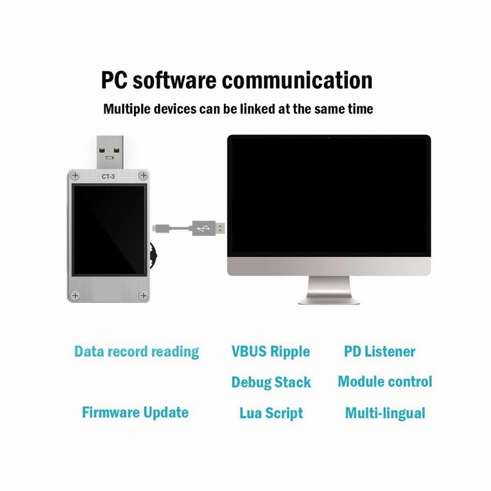 Tester USB Miernik mocy USB 3.1 Multimetr cyfrowy Tester prądu Detektor napięcia Interpreter Zintegrowany DC 26V 6A(C3)
