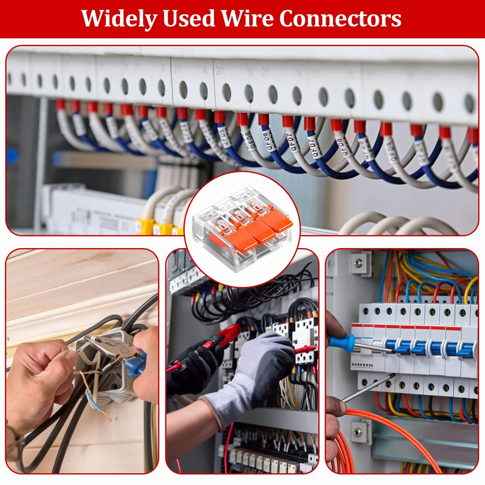 45 sztuk szybkozłączki elektryczne z dźwignią zaciski szybkiego połączenia 3-pinowe do instalacji elektrycznych z zaciskiem przewodowym 0,14-4 mm²