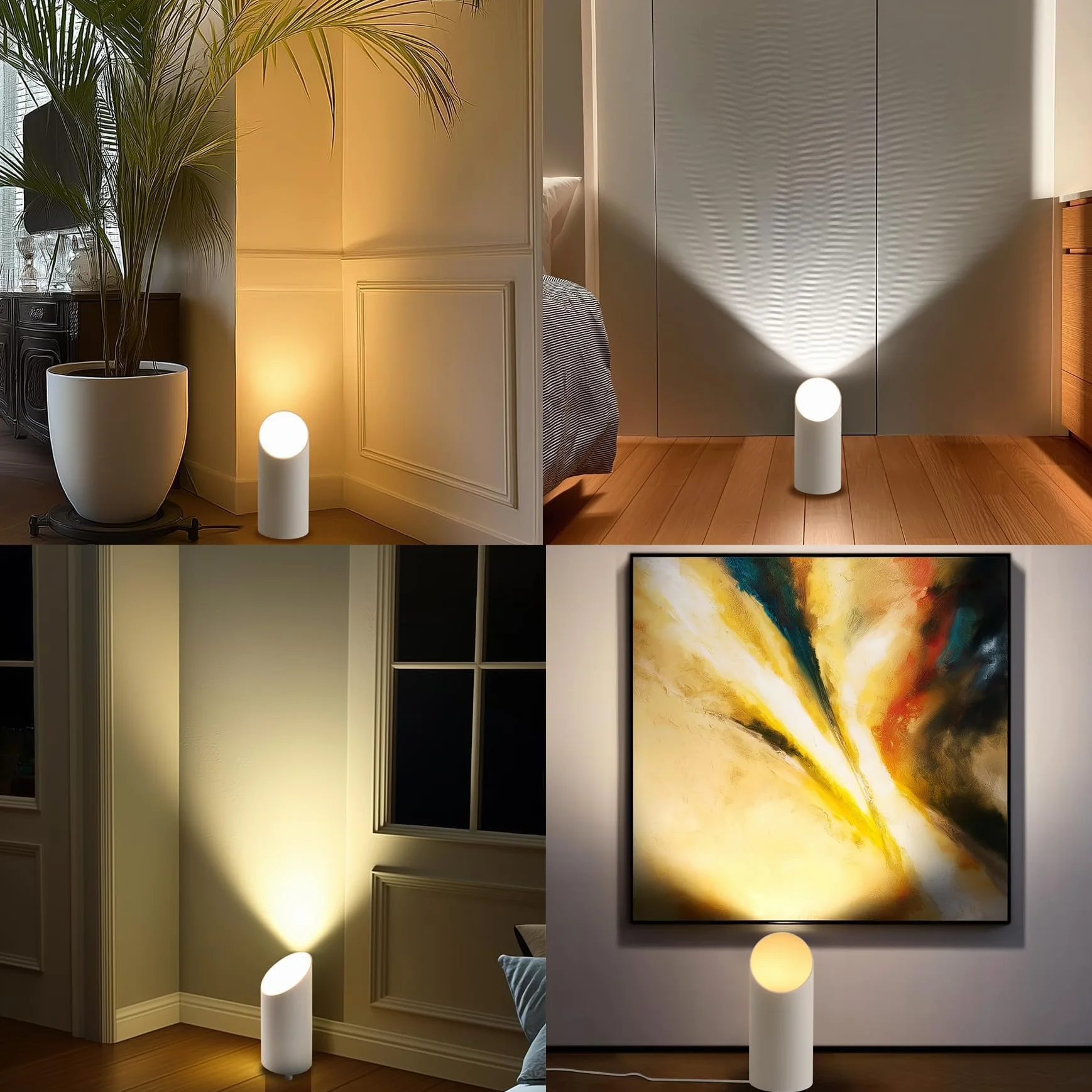 Uplight Lampa podłogowa LED z przełącznikiem nożnym, oświetlenie pośrednie do wnętrz, 3 temperatury barwowe, lampa LED GU10, 6 W, 700 lm, 2 sztuki w zestawie