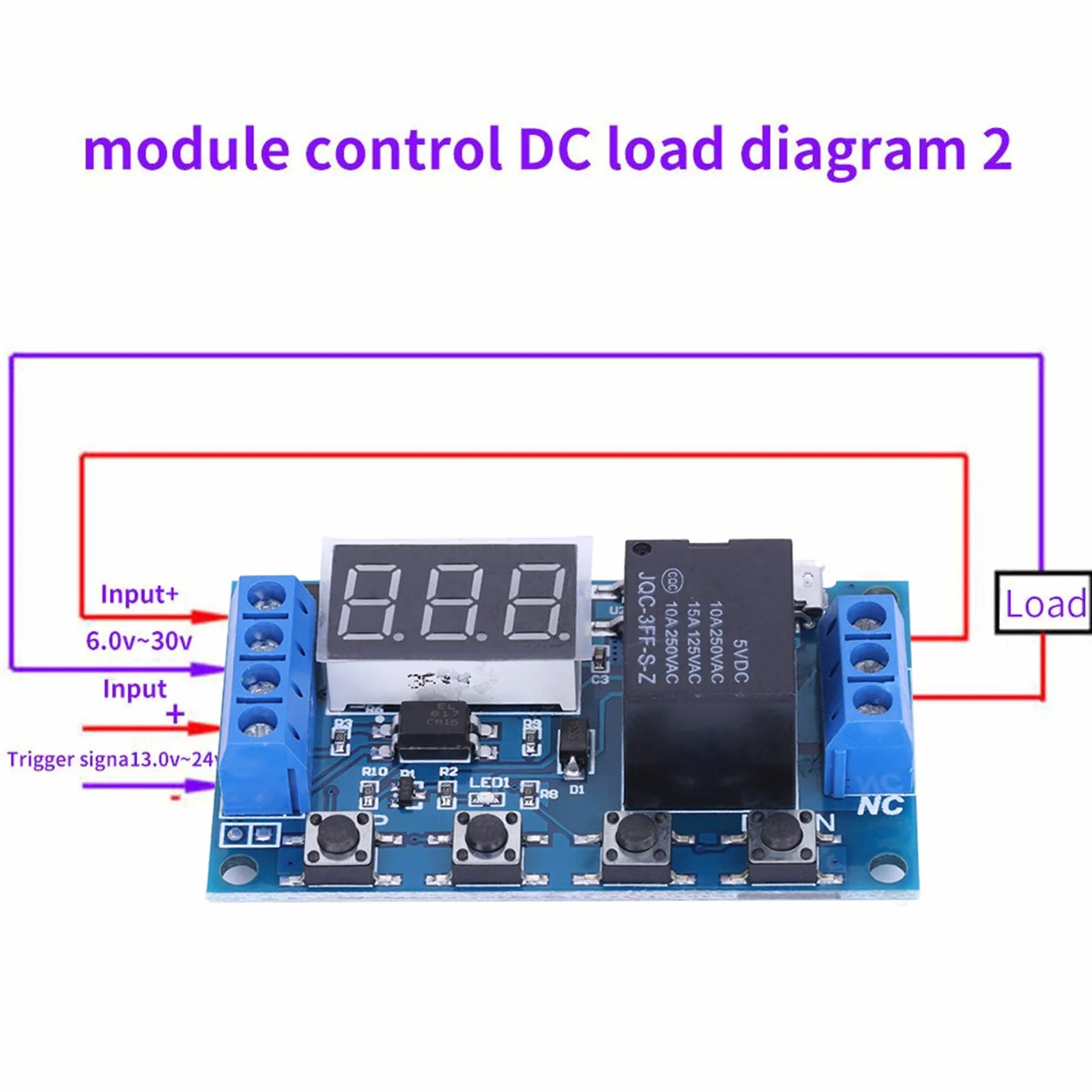 VOBOR DC 6-30 V moduł przekaźnikowy z czasem, opóźnienie włączania/wyłączania cyklu przekaźnika czasowego taśmy / wyświetlacz cyfrowy LED Micro USB 5 V do sterowania inteligentnym domem