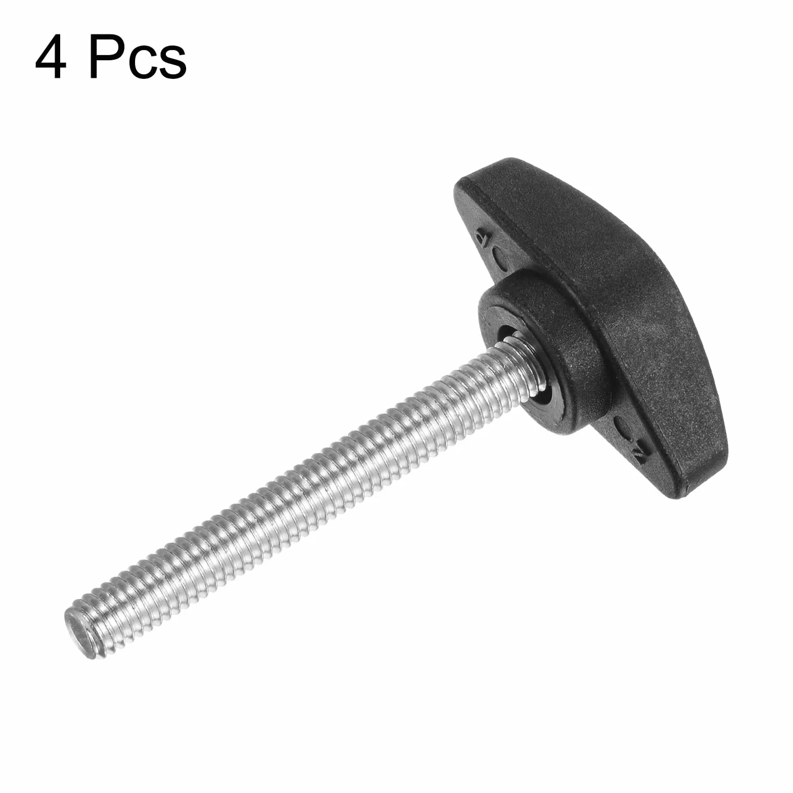 QUARKZMAN 4 sztuki gałek motylkowych T, śruby radełkowane, M6 x 50 mm, standardowy gwint zewnętrzny, guziki T z tworzywa sztucznego, uchwyty, gałki zaciskowe, uchwyt śruby radełkowane, czarne