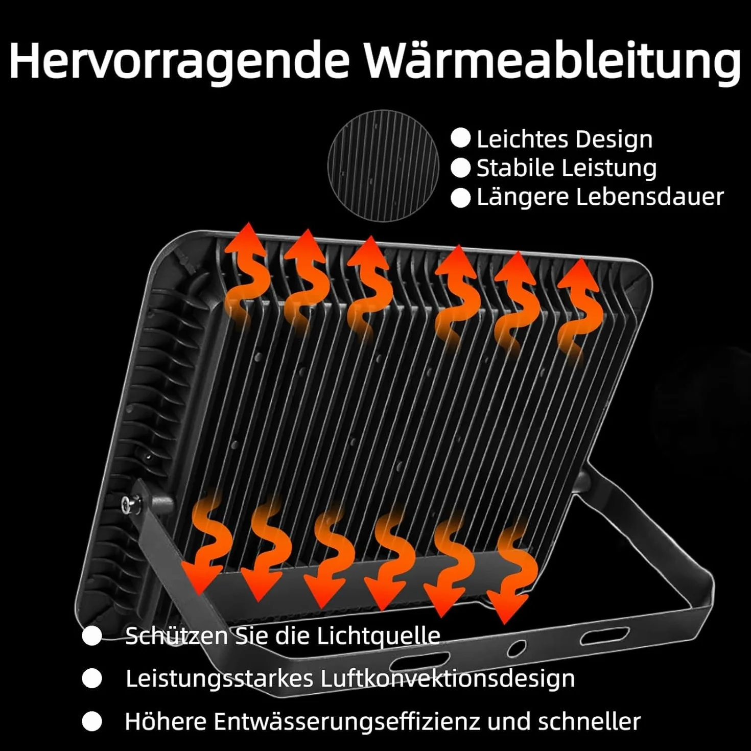 Reflektor LED 600 W, bardzo jasny, 60000 lm, 6500 K, zimna biel, IP66, wodoszczelny reflektor LED, kabel 50 cm, bez wtyczki, lampa zewnętrzna do ogrodu, na podwórko, korytarz