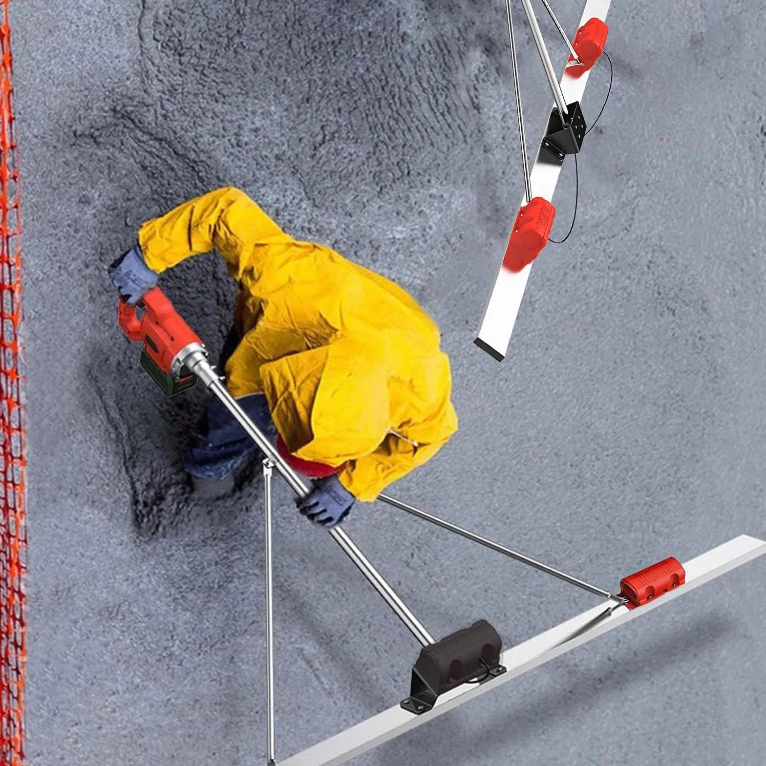 Akumulatorowa Łata Wibracyjna do Betonu na Taras i Podjazd, Elektryczna Listwa 1.5m 1.8m 2m, Silnik Brushless, Bezprzewodowe Nivelowanie Betonu Bez Wysiłku(1.5M)
