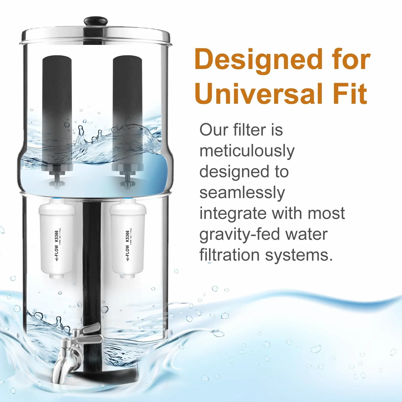 MACIFECI Zamiennik filtra wody do Berkey®, 2 czarne filtry węglowe i 2 filtry fluorkowe kompatybilne z Berkey® filtr do wody 4 zestawy combo, kompatybilne z systemem filtrów wody Berkey® Gravity