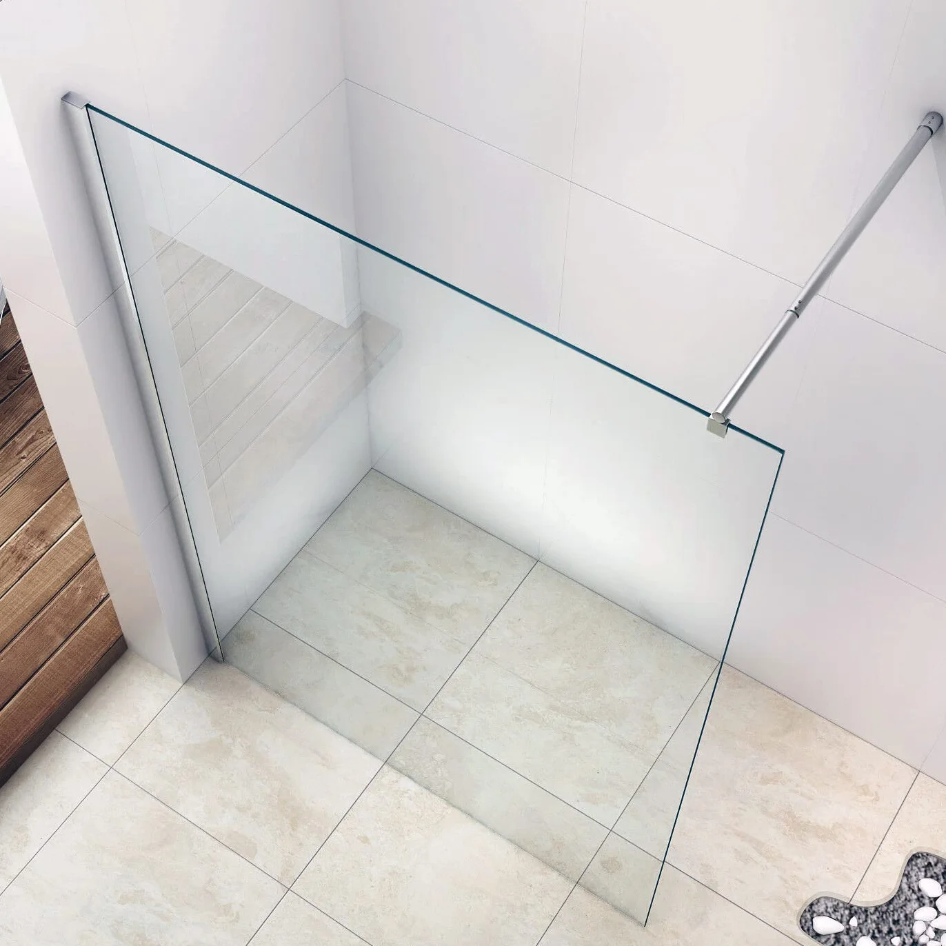 BERNSTEIN Przegroda prysznicowa Szkło Kabina prysznicowa bez brodzika Walk-In Nano ESG Szkło hartowane Echtglas EX101 Szkło przezroczyste 120 x 200 cm