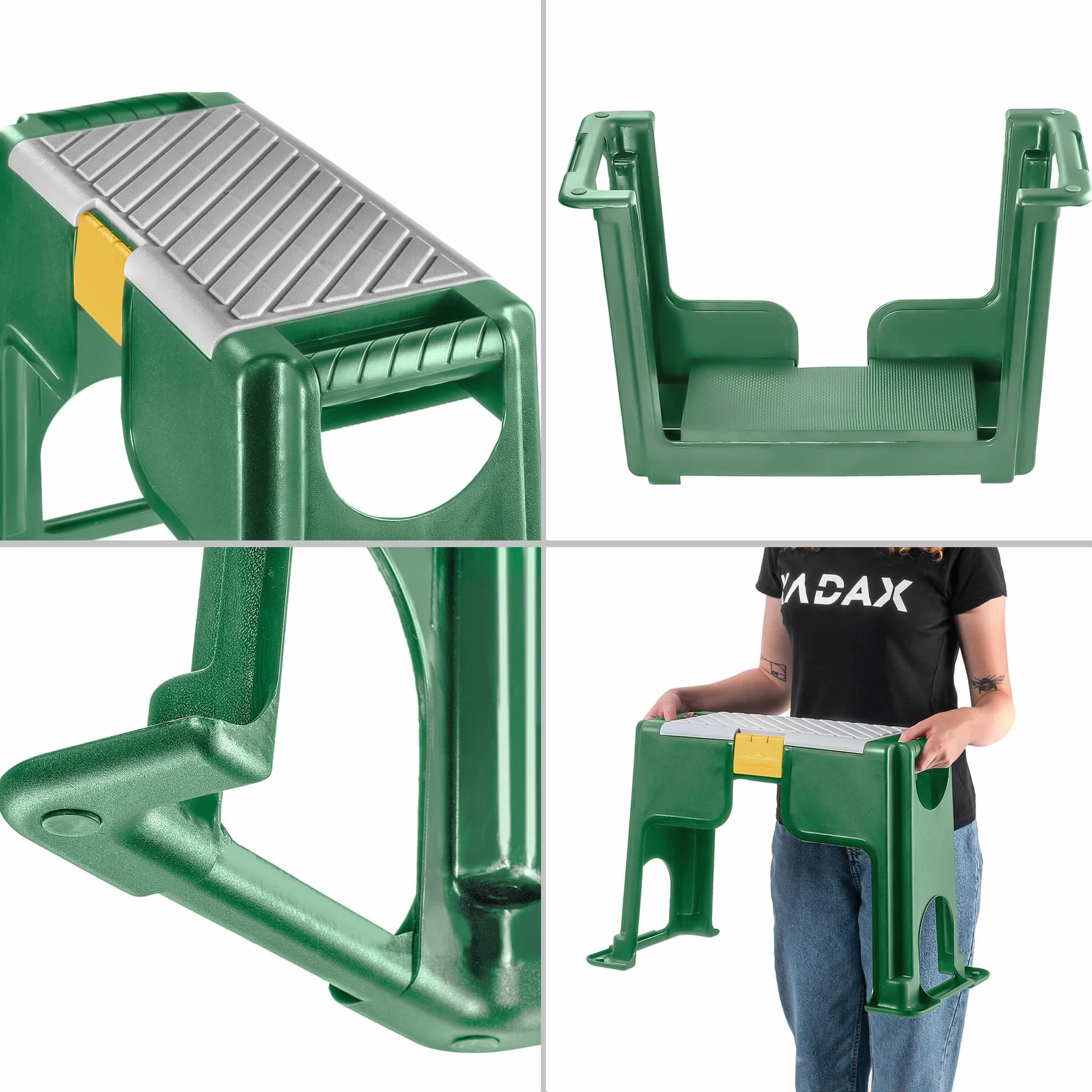 KADAX Klęcznik ogrodowy 2w1 28x37cm zielony, odporny na warunki pogodowe, do pielenia i sadzenia