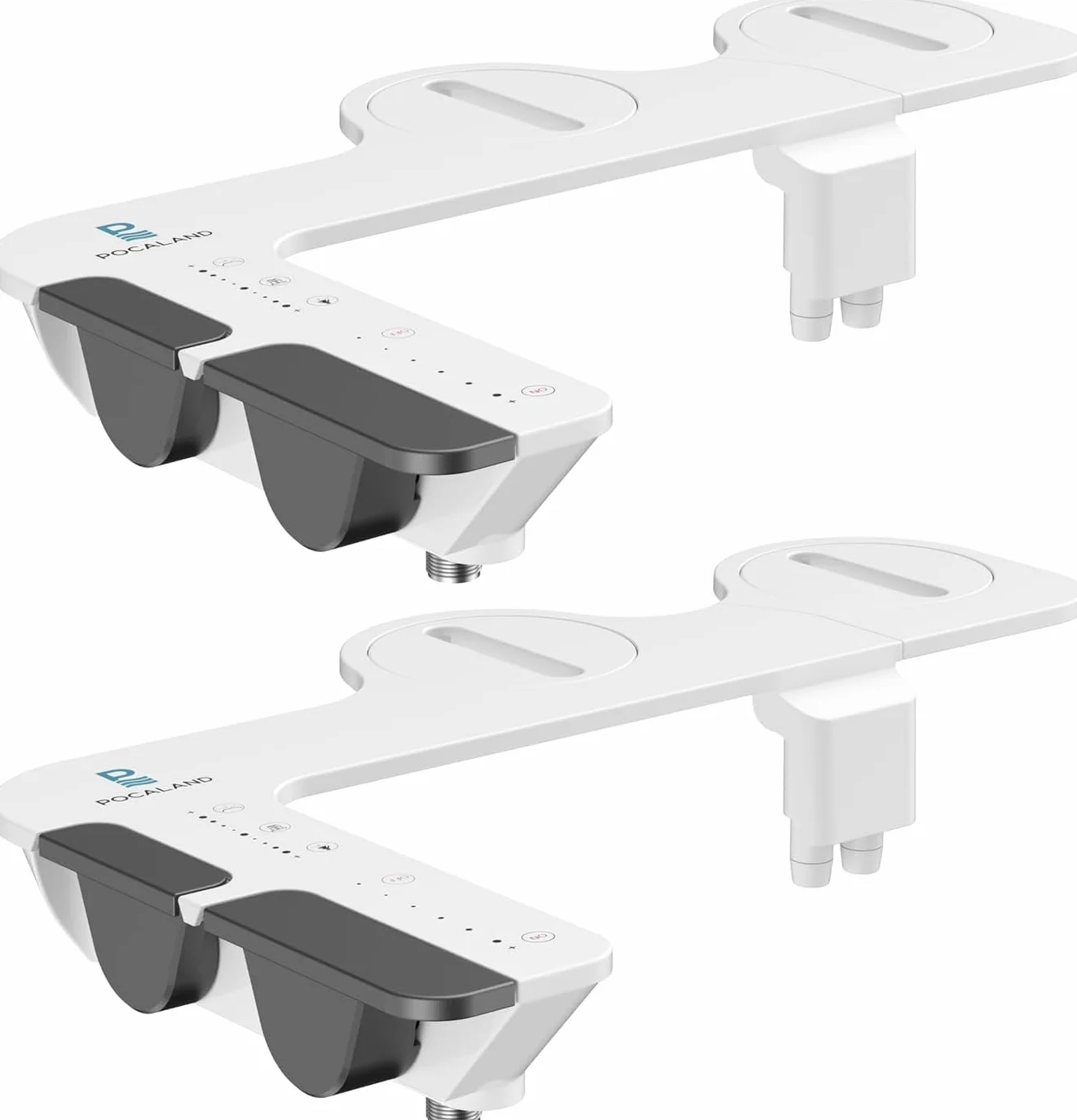 Ultra-cienki bidet 3 w 1, samooczyszczający, tylny i kobiecy - (wysuwane podwójne dysze), nieelektryczne mocowanie bidetu, regulowane ciśnienie świeżej zimnej wody, wlot ze stali nierdzewnej (2 szt.)