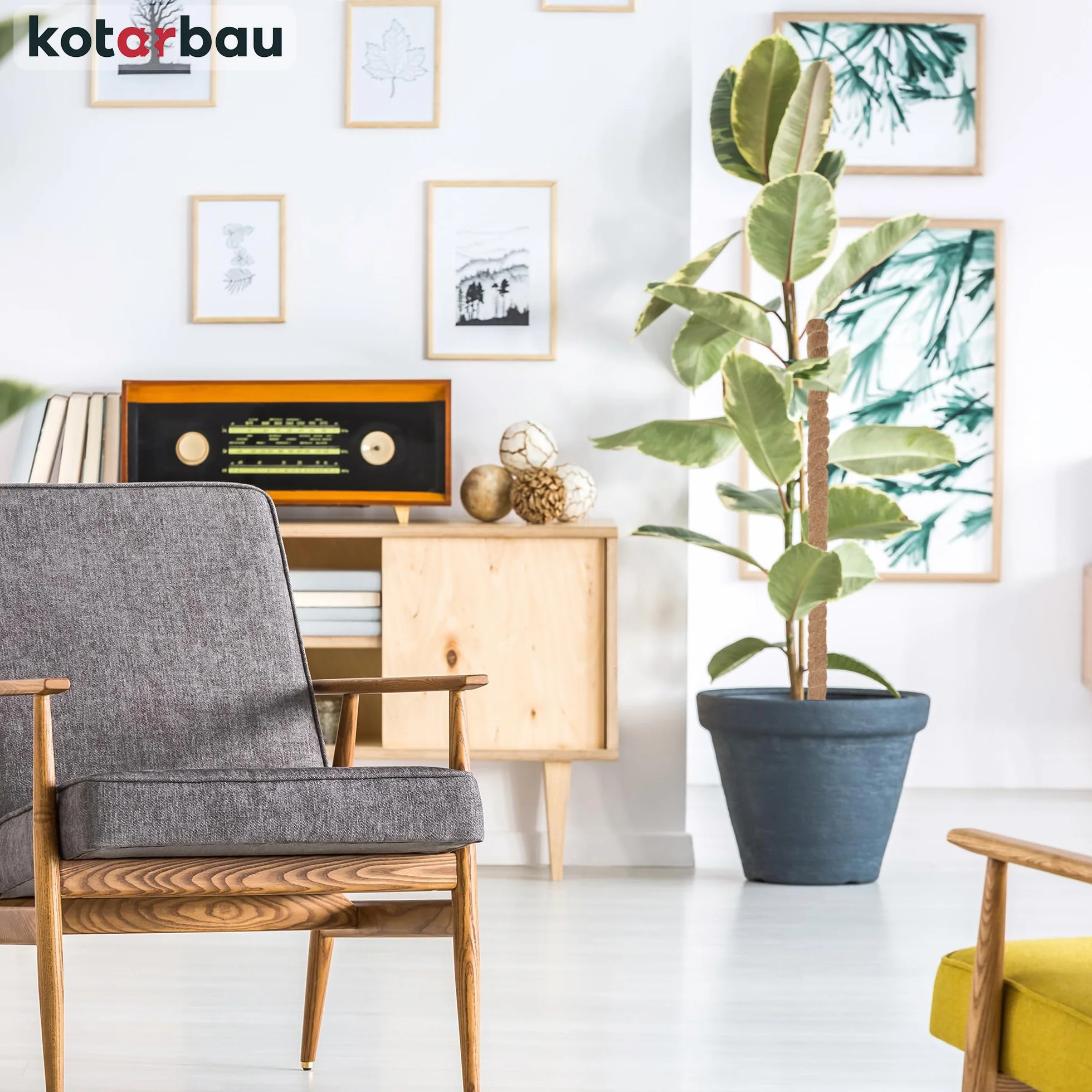 KOTARBAU Podpora Kokosowa do Roślin ⌀ 2,5 x 100 cm Palik z Włókna Kokosowego