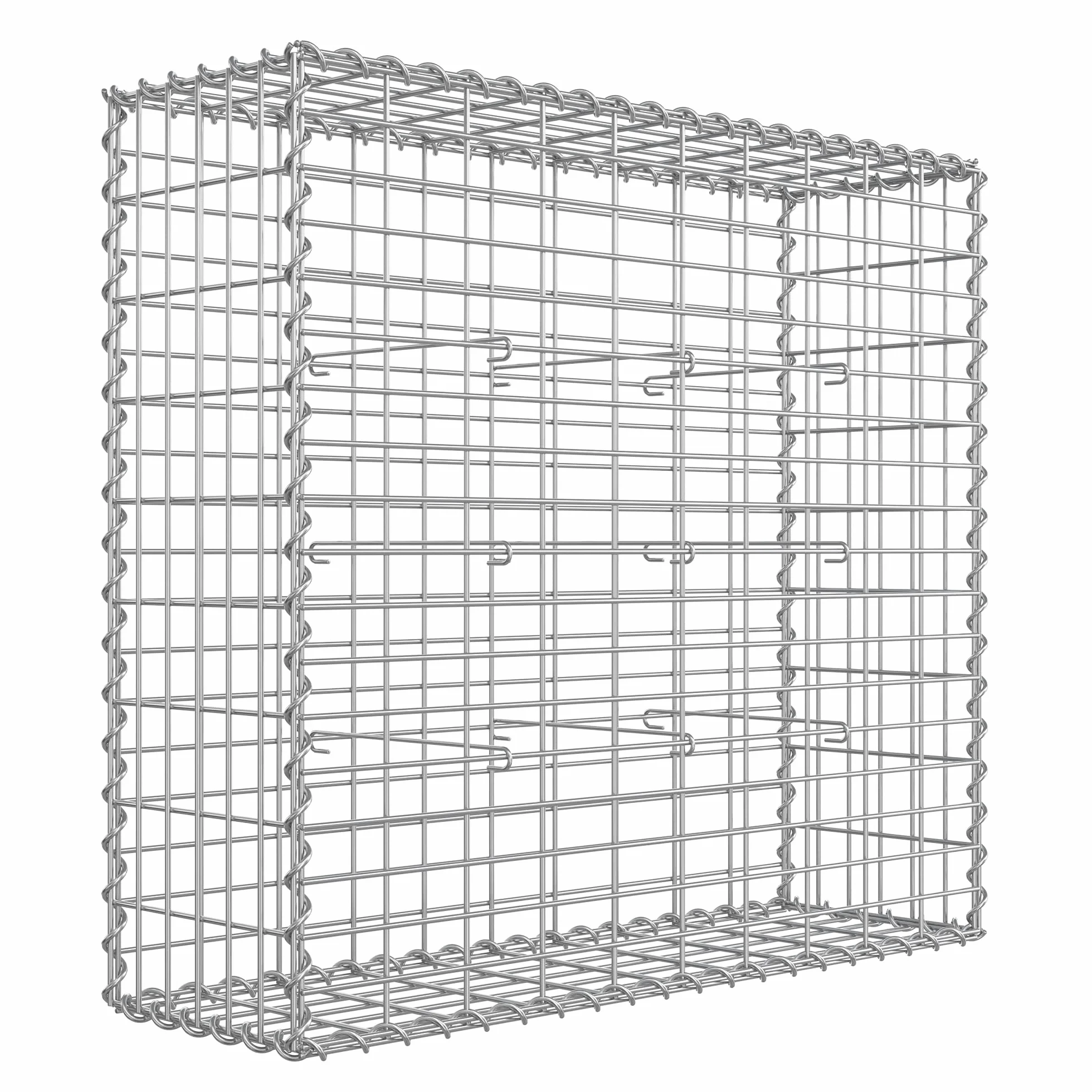 SONGMICS Gabion, kosz kamienny, kosz gabionowy, ogrodzenie z drutu, z siatką o małych oczkach 5 x 10 cm, wykonany ze stali ocynkowanej, 100 x 90 x 30 cm, ściana roślinna, srebrny GGB193