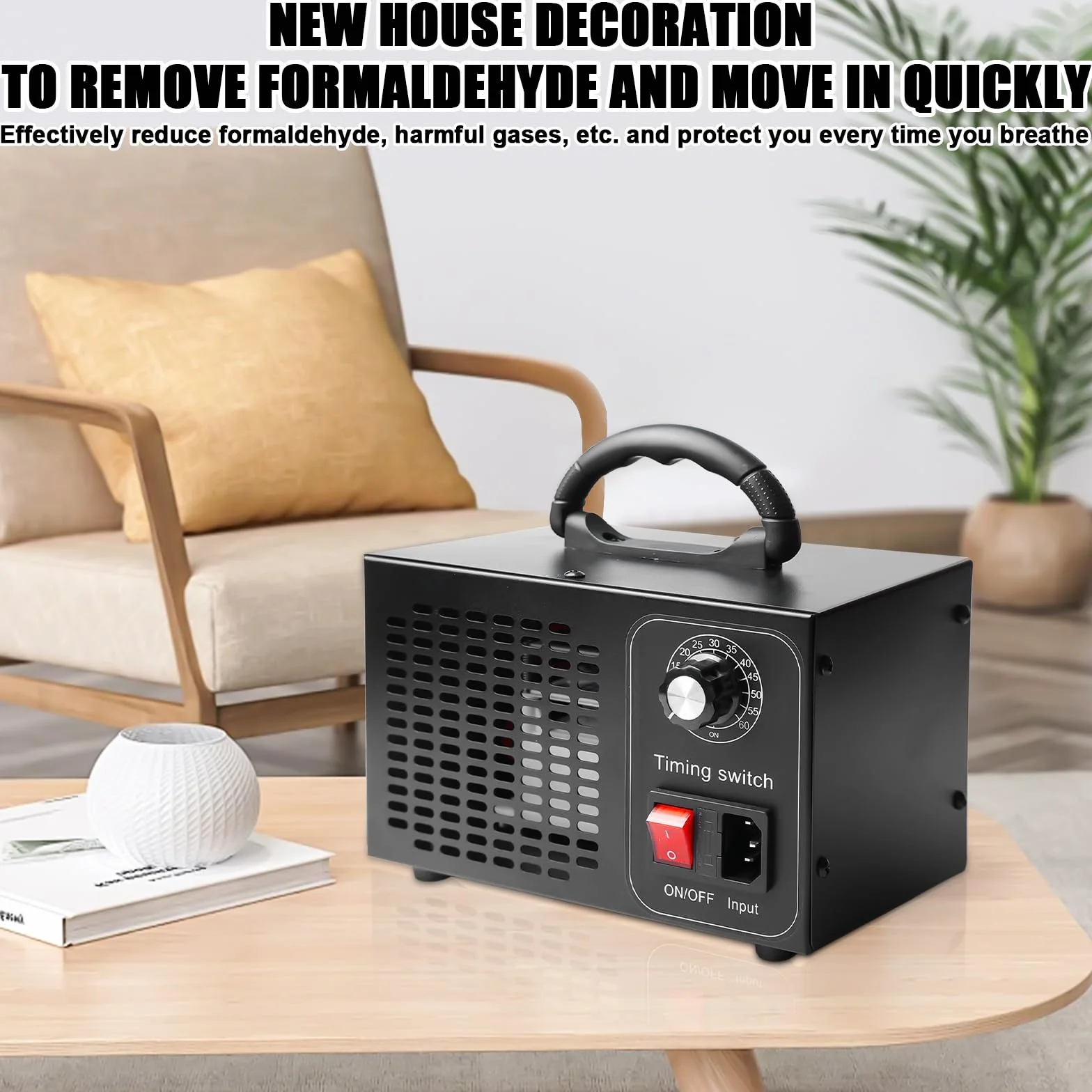 Generator ozonu 60000 mg/h: urządzenie ozonowe, wydajna dezynfekcja ozonu, oczyszczacz powietrza, funkcja automatycznego oczyszczania powietrza, przemysłowy generator ozonu, timer, do pomieszczeń