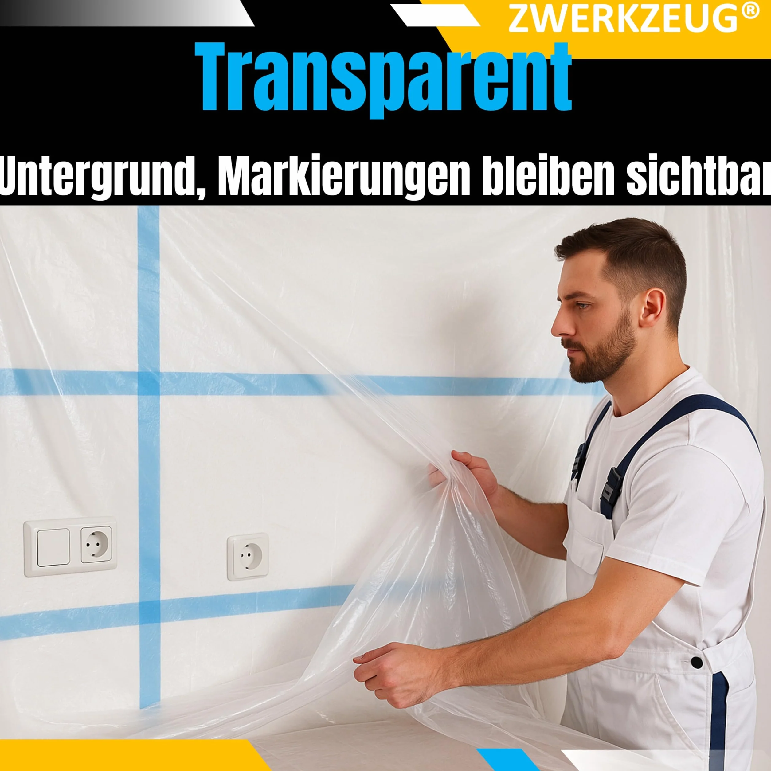 10 x ZWERKZEUG® zestaw 10 sztuk po 4 m x 5 m folia malarska przezroczysta folia ochronna przeciwpyłowa folia plastikowa uniwersalna folia malarska folia malarska plandeka pokrywająca plandeka do
