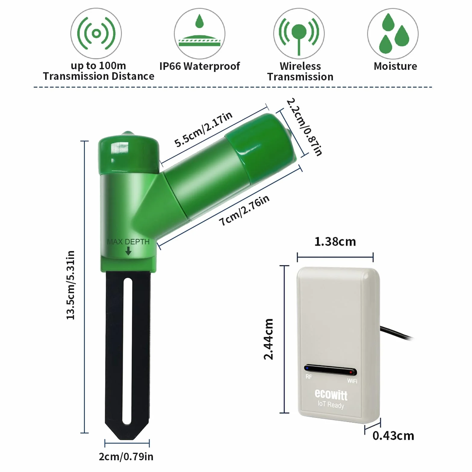ECOWITT GW1206 bezprzewodowy czujnik wilgotności gleby WH51 3 w 1 z bramą Wi-Fi IoT GW1200