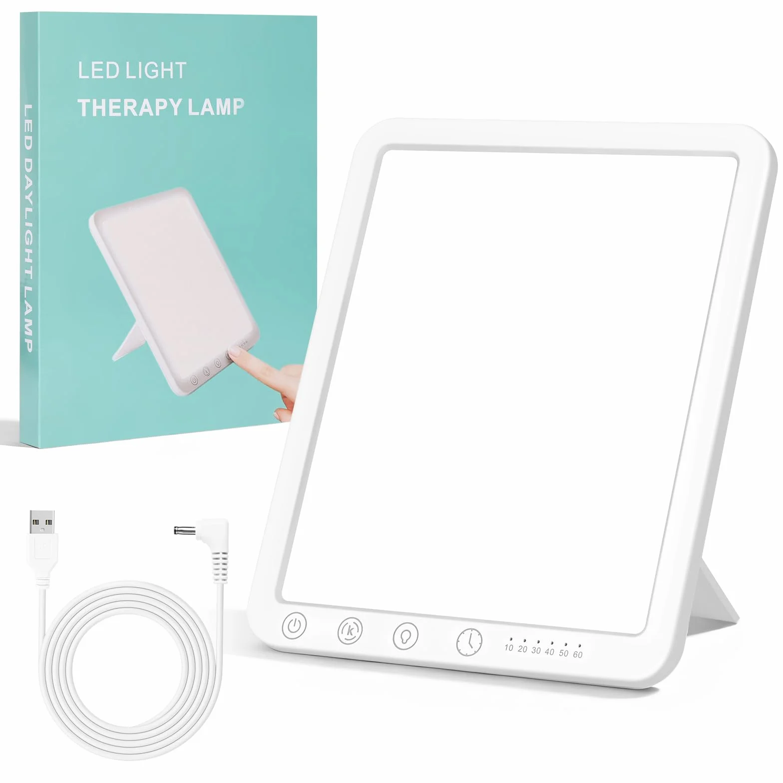 Tageslichtlampe 15000 Lux, Simulation von Tageslicht, flimmer- und UV-freie LED-Technologie, Tageslichtleuchte mit verstellbarer Halterung und Dimmer für Zuhause/Büro