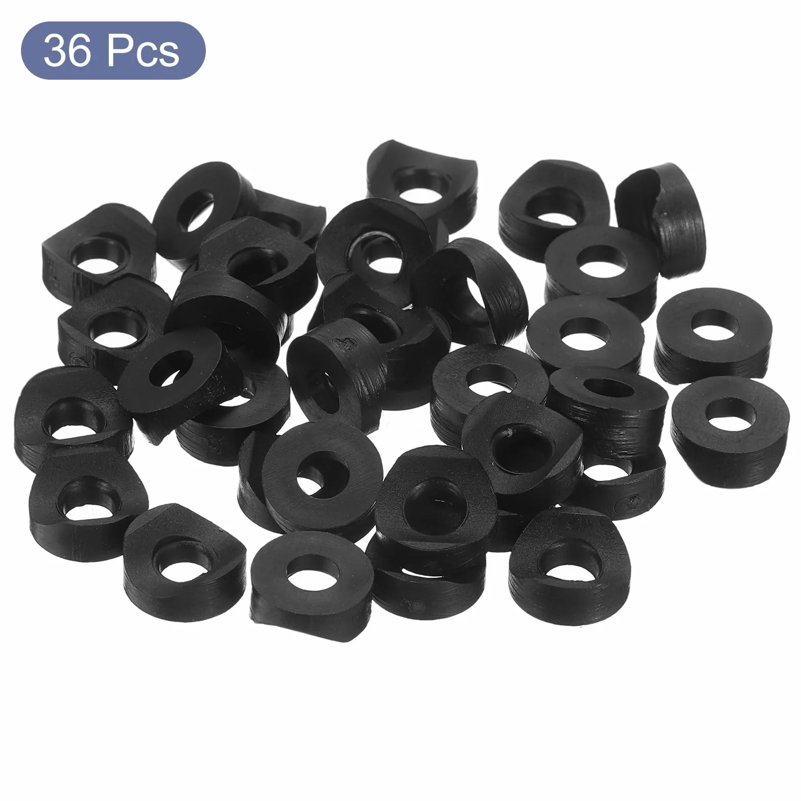 QUARKZMAN 36 sztuk okrągłych podkładek z tworzywa sztucznego, 6 mm x 12 mm x 3 mm, czarne, PE wklęsłe podkładki, element mocujący do mocowania rur okrągłych
