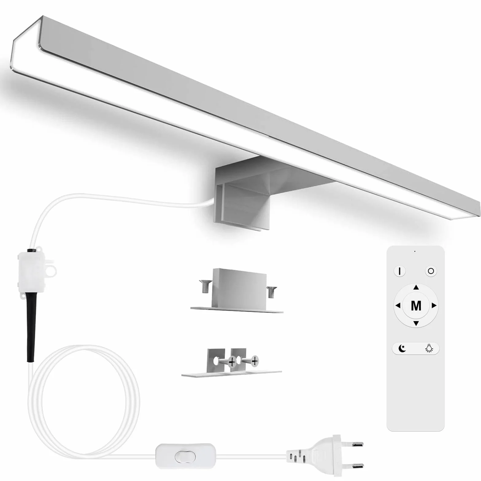 Karrong Lampy łazienkowe nad lustro, 40CM 12W 1200 lumenów, 6000K zimna biały aby 3000K ciepły biały, ze stali nierdzewnej, wodoszczelność IP44, 230 V, Lampa łazienkowa LED do łazienki (Biały)