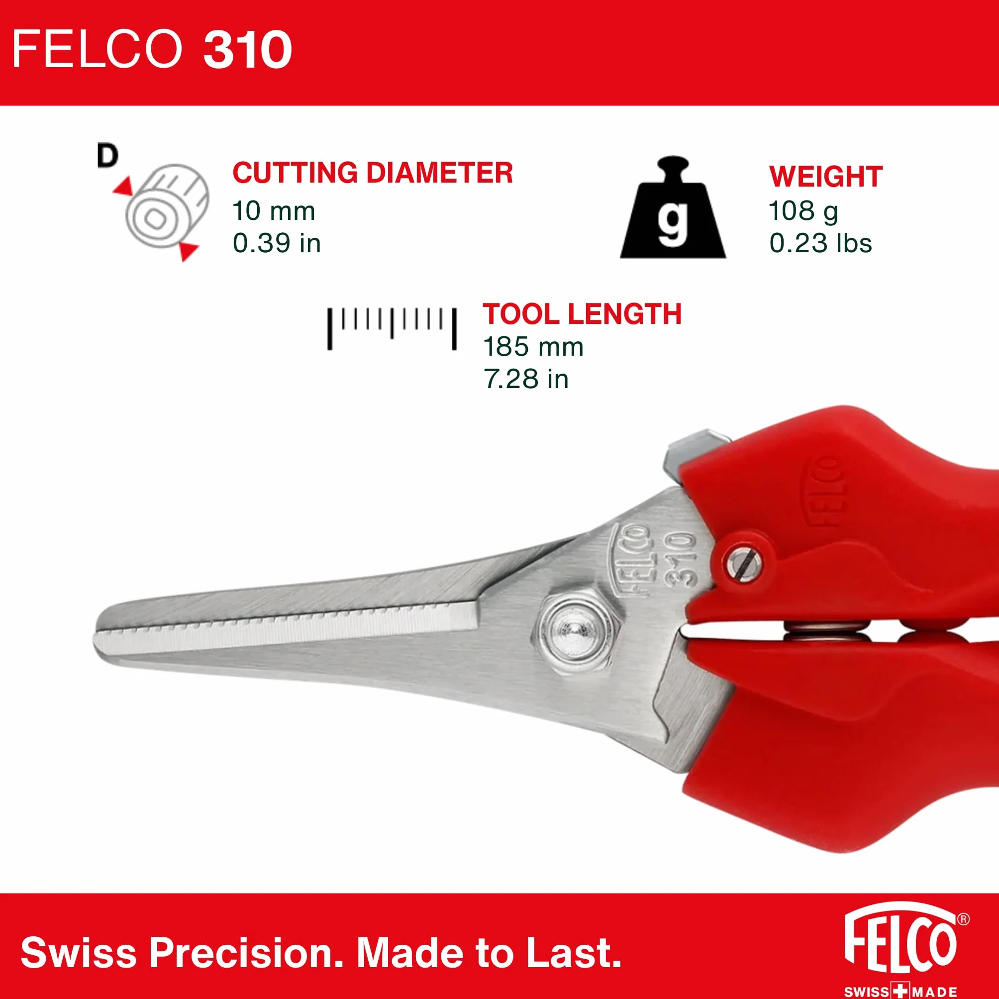 FELCO Nożyczki do przycinania 310, Ø 10 mm, długość 185 mm