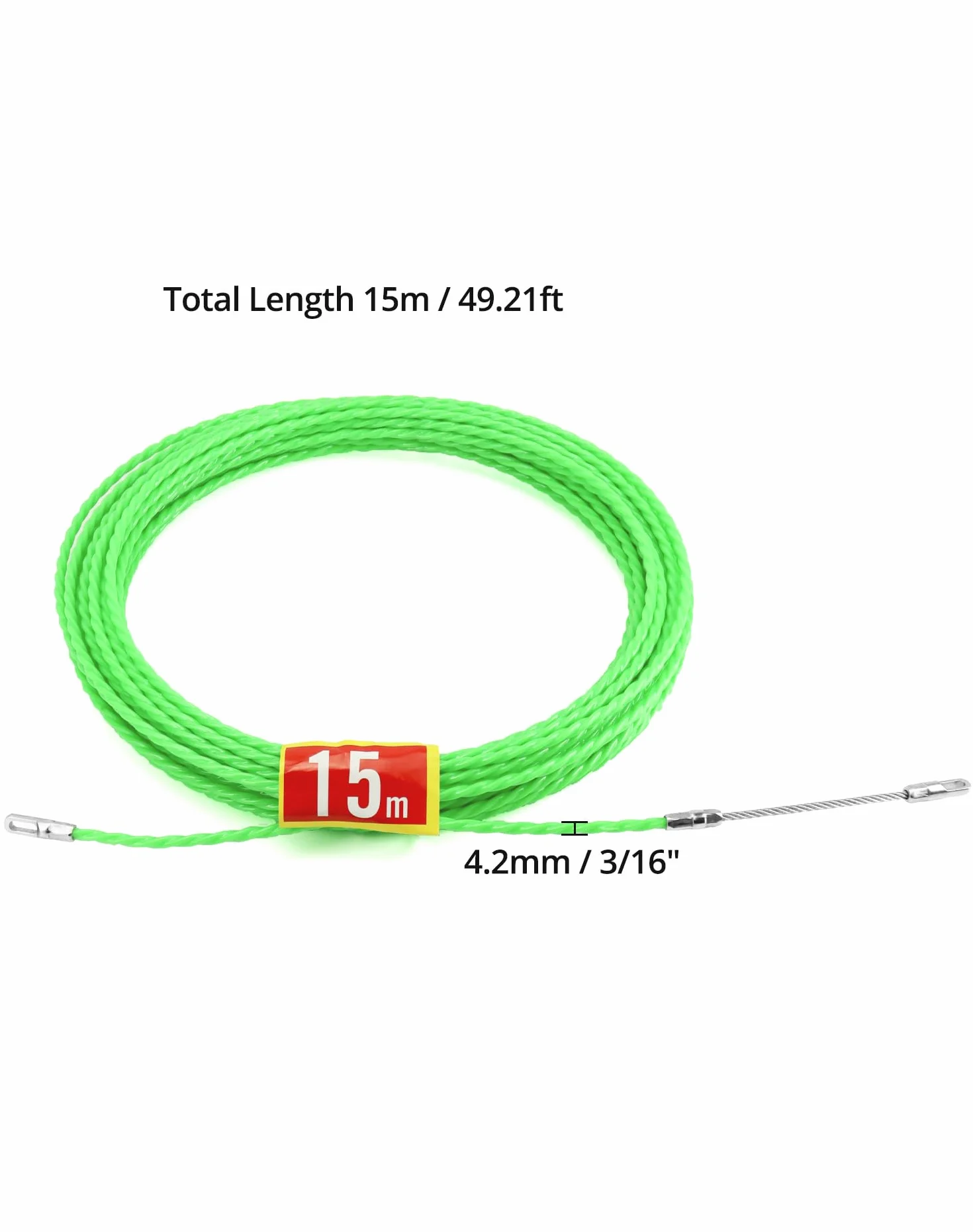 QWORK® 15M ściągacz do kabli pomoce do ciągnięcia, nawlekacz do drutu ściennego, szerokość 4.5mm do prowadzenia kabli, kable komunikacyjne, narzędzia dla elektryków