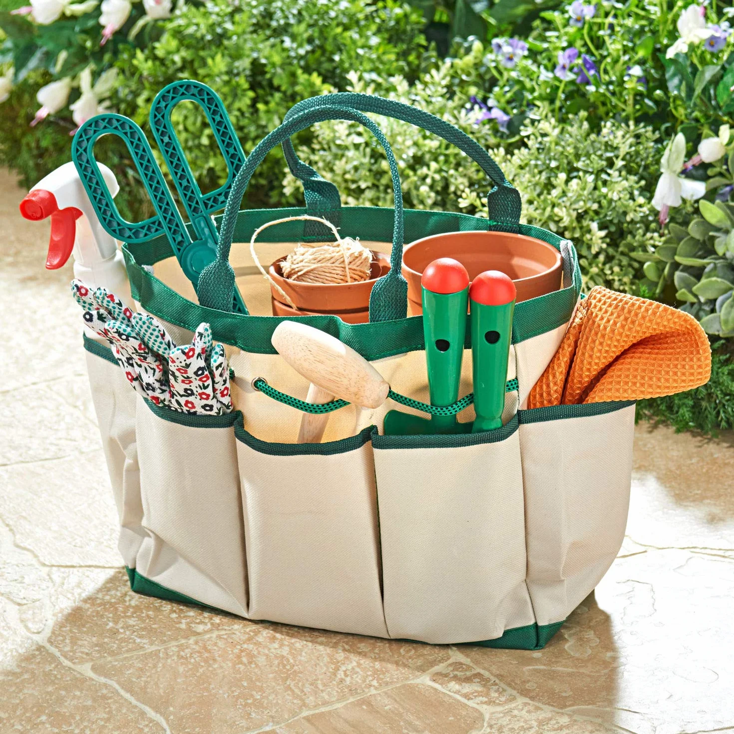 Torba ogrodowa z 8 przegródkami 33x16x25 cm na narzędzia ogrodowe