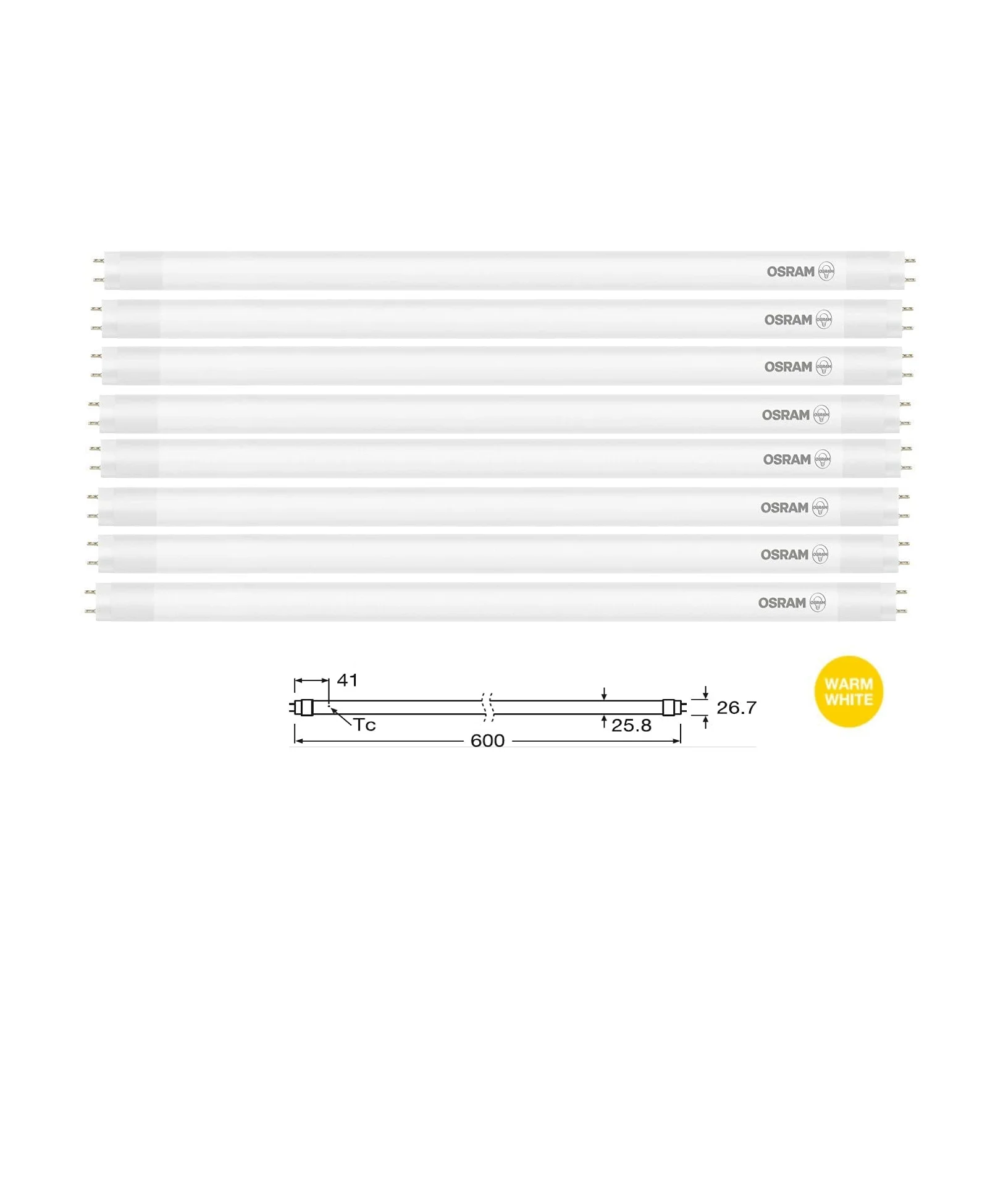 OSRAM SubstiTUBE® STAR PC / Tuba LED: G13, Długość: 603 mm, 7,30 W, matowe, Ciepły biały, 3000 K | 8 sztuki