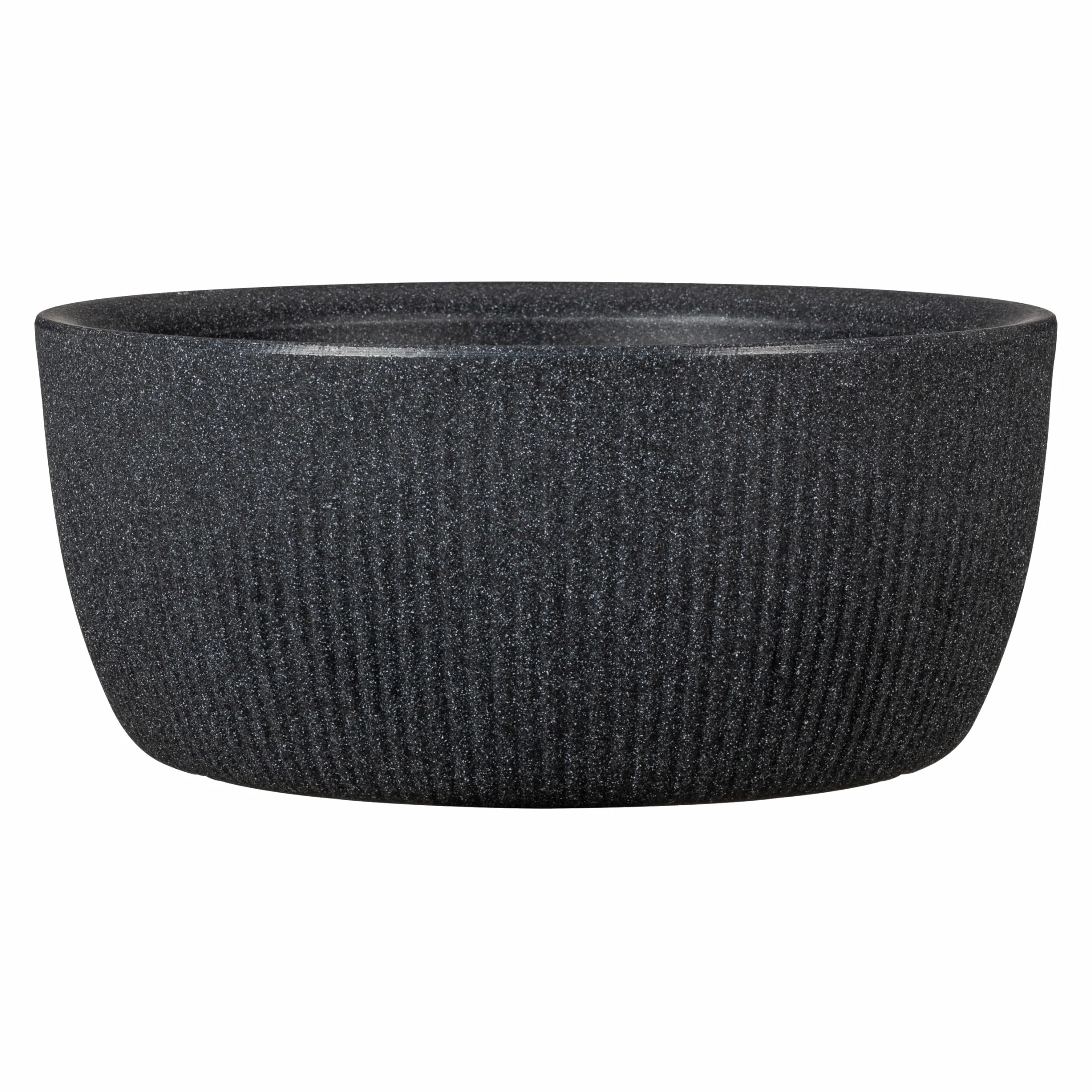 Scheurich Linetto Bowl 30, doniczka na rośliny, okrągła, kolor: Stony Black, wyprodukowana z tworzywa sztucznego pochodzącego z recyklingu, do użytku na zewnątrz