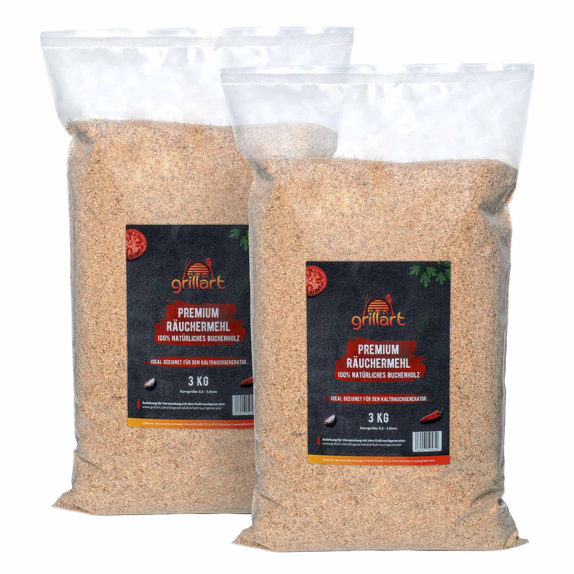 Grillart Mąka wędzarnicza buk 3 kg dwupak 100% naturalne drewno bukowe