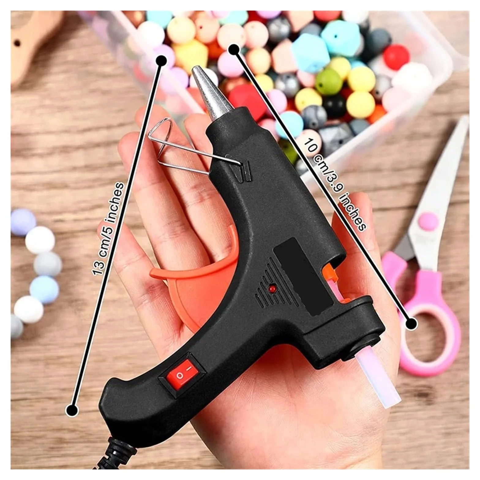 Pistolet do klejenia na gorąco, Pistolet do kleju na gorąco 20 W, miniaturowy pistolet przemysłowy z patyczkami 7 mm, narzędzie do naprawy termoelektrycznej, do majsterkowania i sztuki(Black*5)