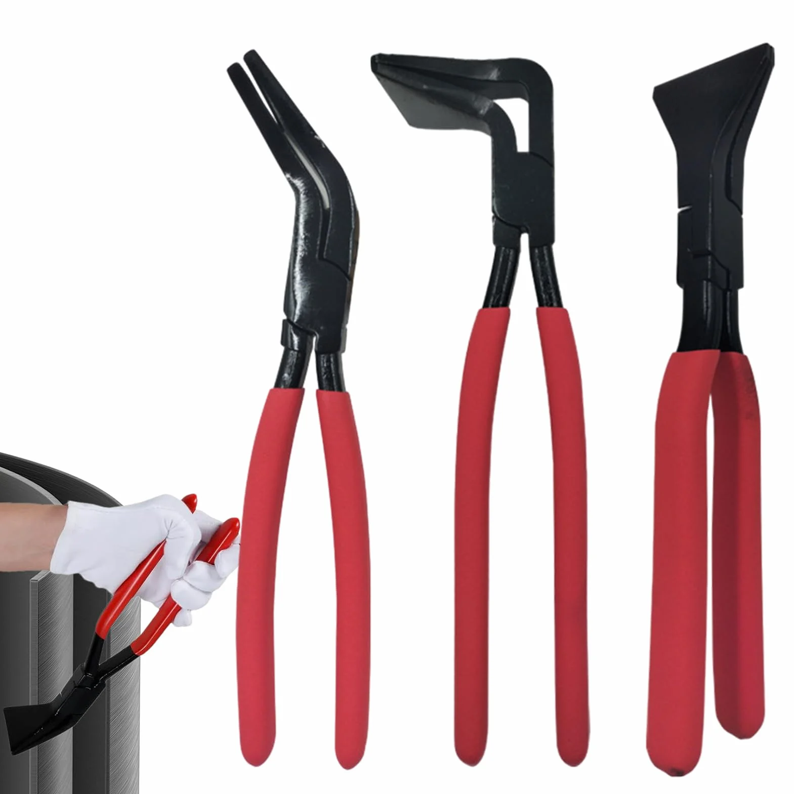 Szczypce do Blachy 3 Sztuki Ręczne Narzędzie do Gięcia i Łączenia Metalu | Ergonomiczny Zestaw Szczypiec Do Zaginania Blachy do Prac Domowych Samochodowych Hydraulicznych i